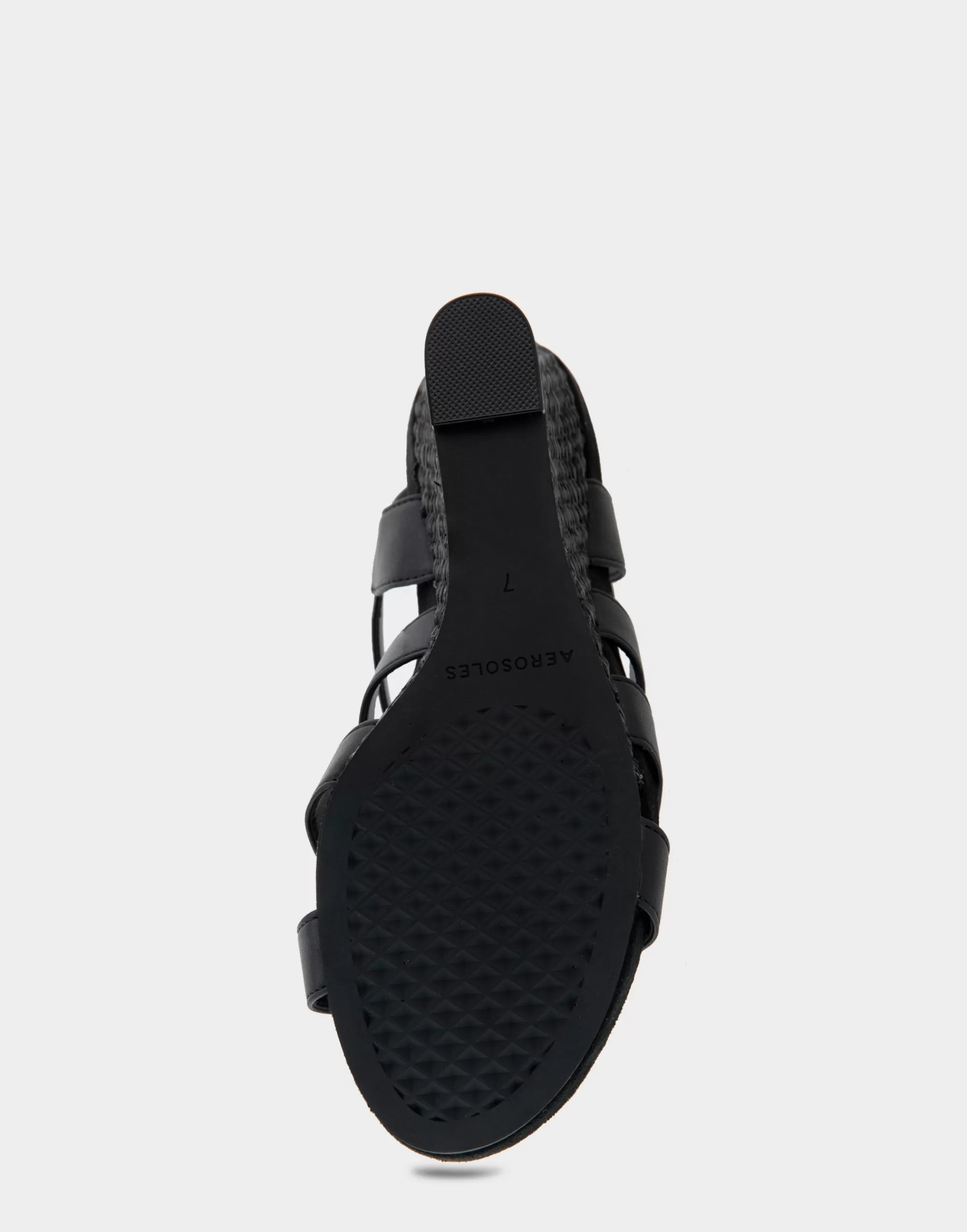 Aerosoles Wide Width Sandals | Wedges*Comfortable Women's Caged Footbed Wedge Sandal in Black Faux Leather