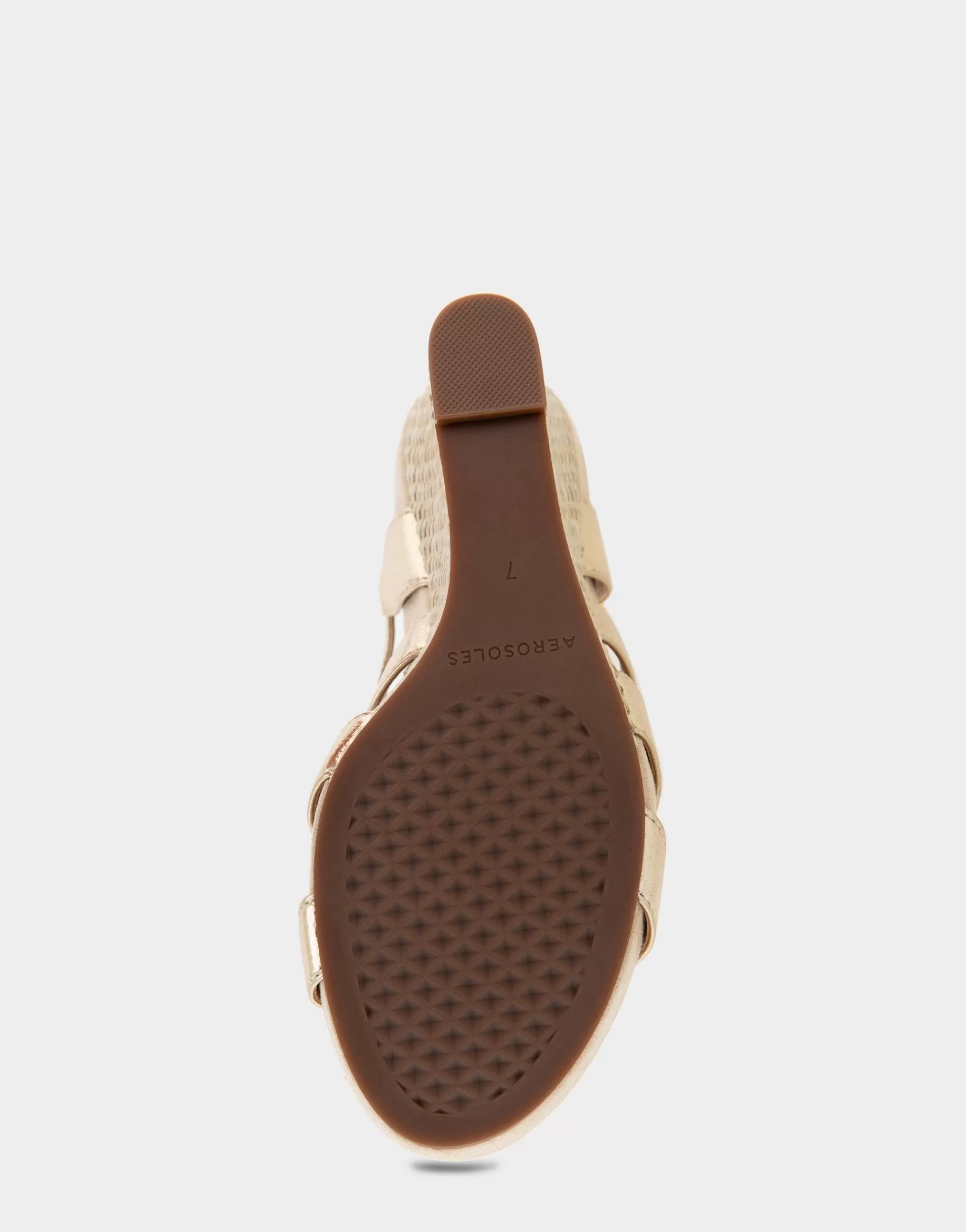 Aerosoles Wide Width Sandals | Wedges*Comfortable Women's Caged Footbed Wedge Sandal in Soft Gold Leather