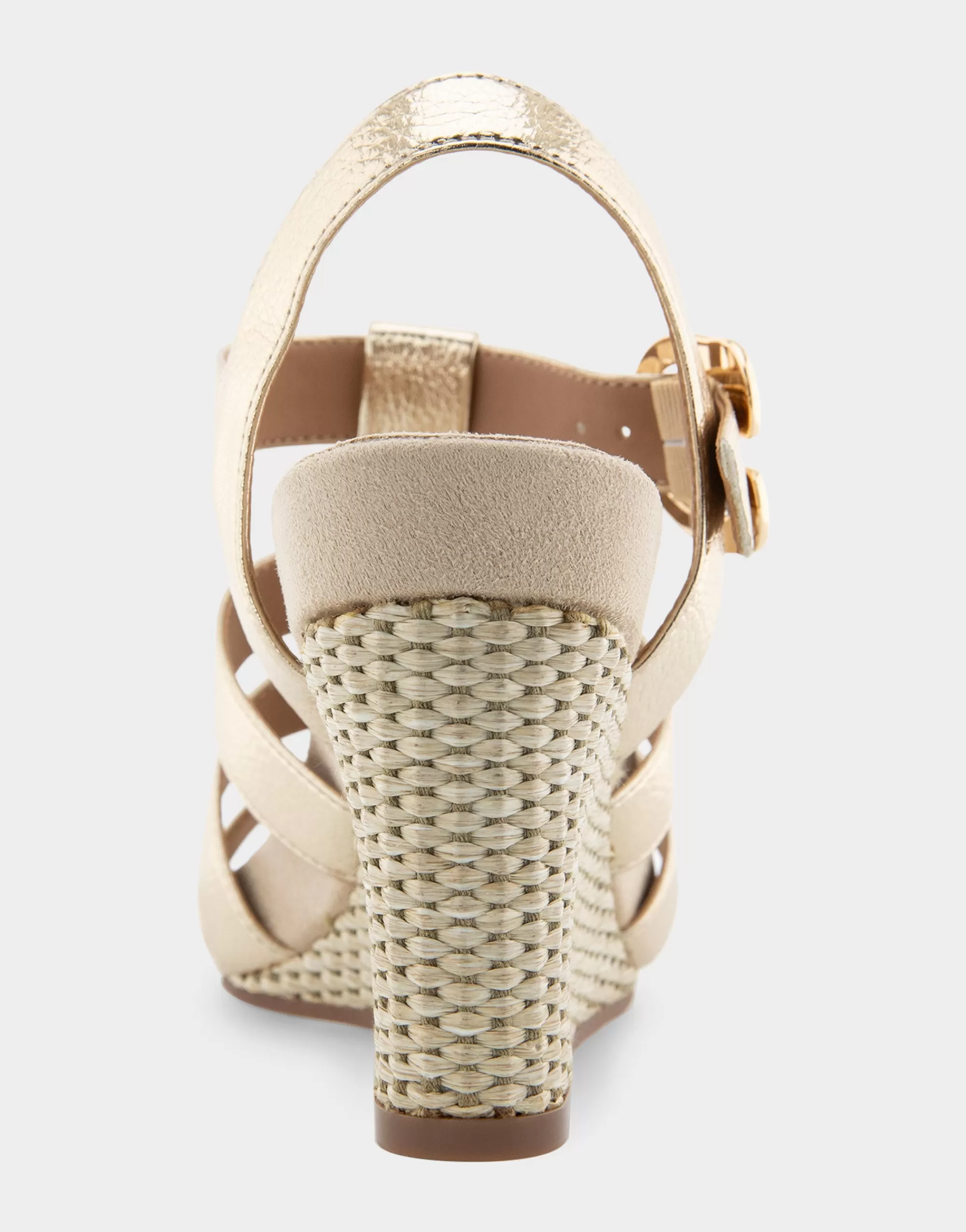 Aerosoles Wide Width Sandals | Wedges*Comfortable Women's Caged Footbed Wedge Sandal in Soft Gold Leather
