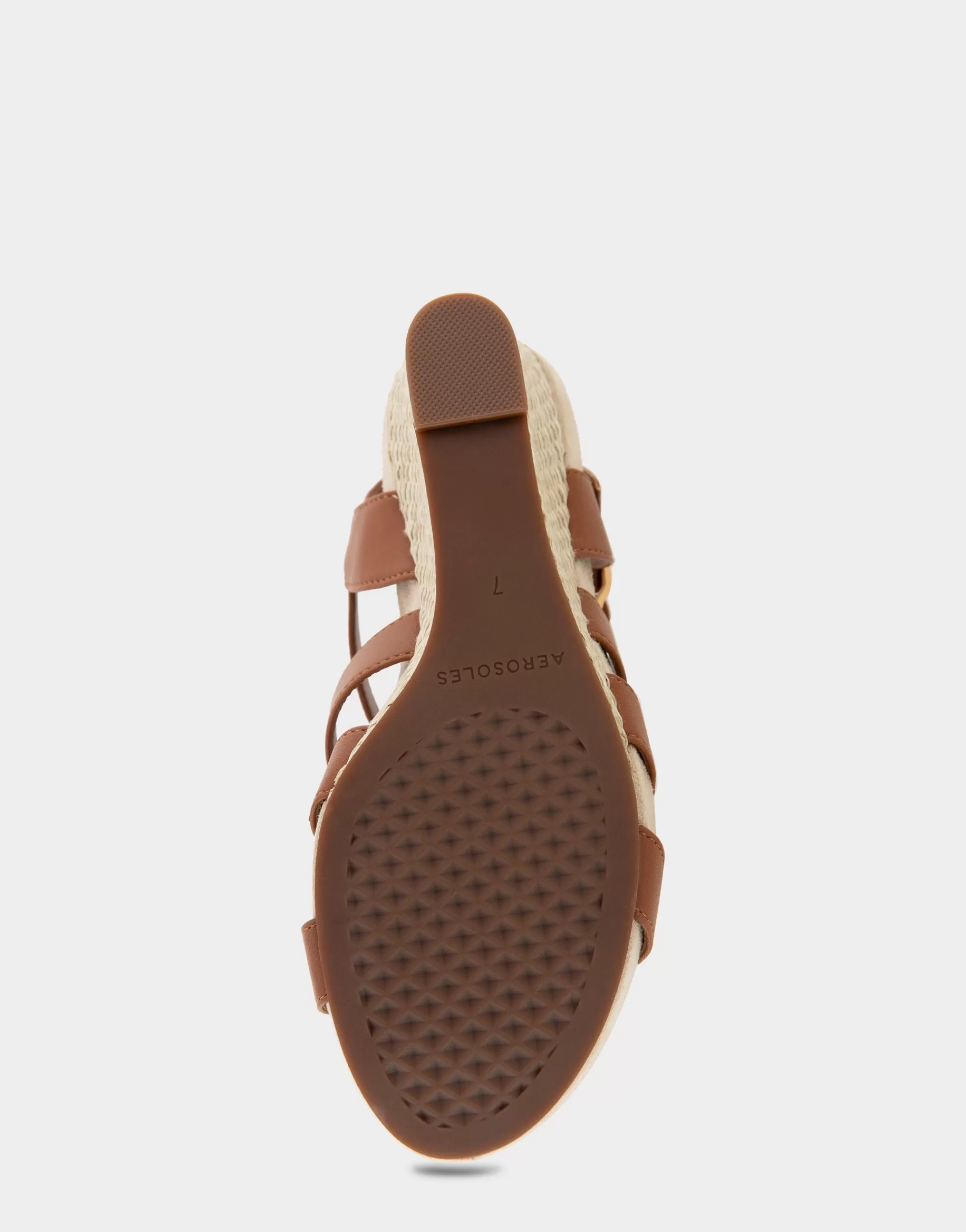 Aerosoles Wide Width Sandals | Wedges*Comfortable Women's Caged Footbed Wedge Sandal in Tan Faux Leather