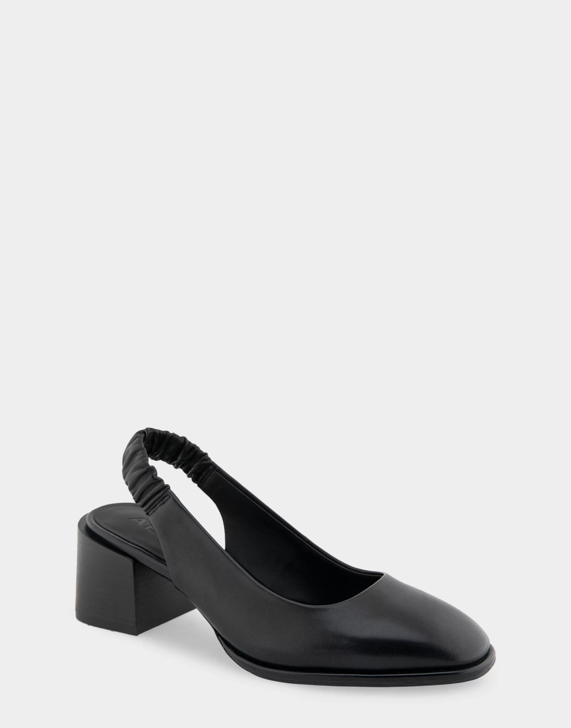 Aerosoles Pumps*Comfortable Women's Covered Elastic Slingback Block Heel Pump in Black Leather Leather