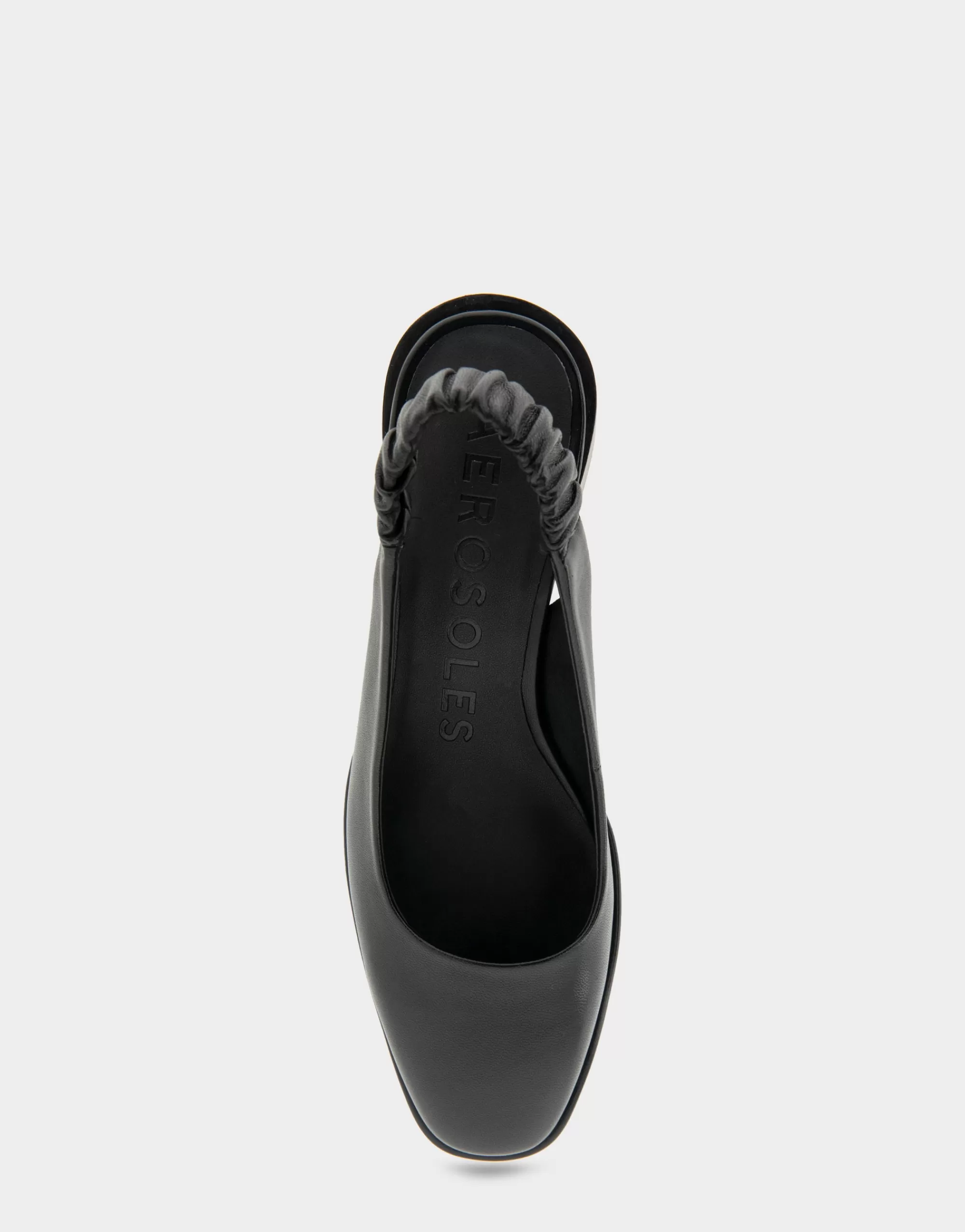 Aerosoles Pumps*Comfortable Women's Covered Elastic Slingback Block Heel Pump in Black Leather Leather
