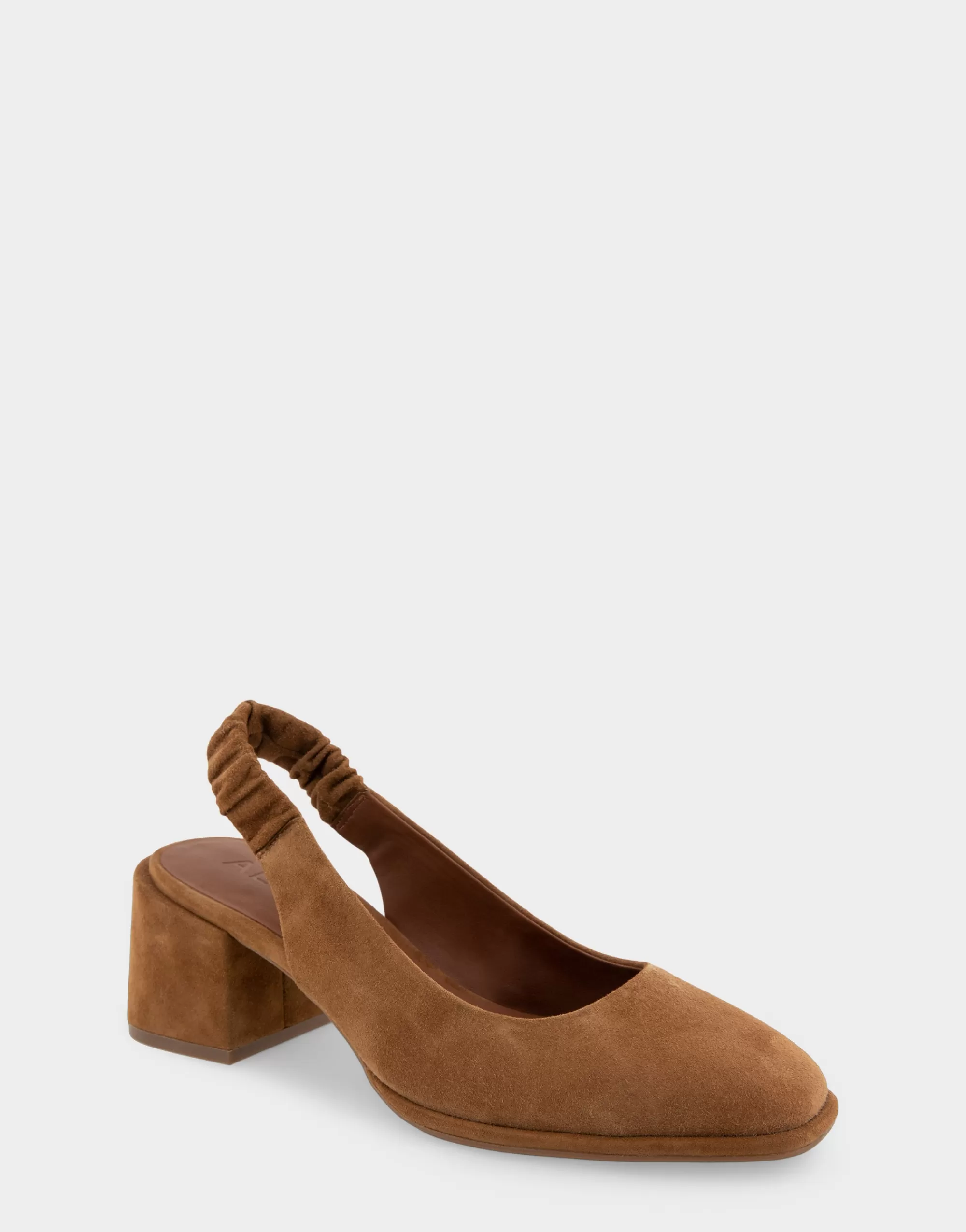 Aerosoles Pumps*Comfortable Women's Covered Elastic Slingback Block Heel Pump in Tobacco Suede Suede