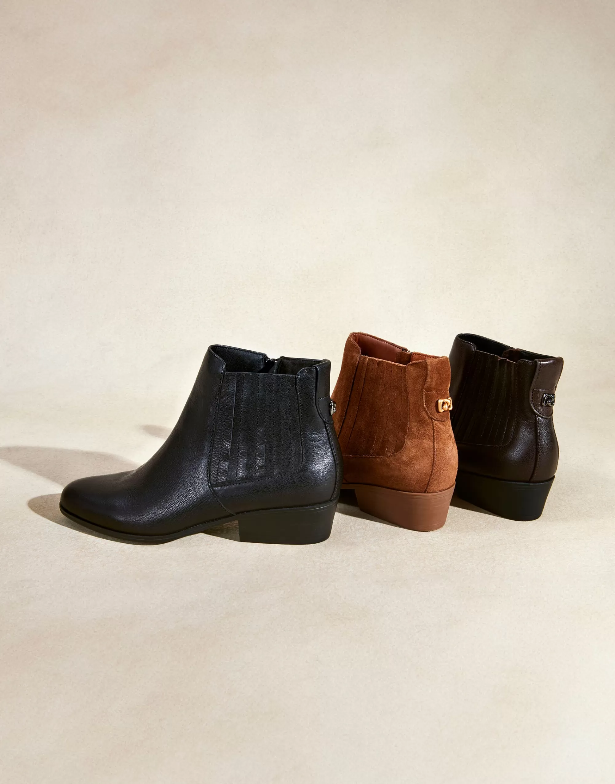 Aerosoles Heeled Boots | Ankle Boots*Comfortable Women's Covered Gore Western Ankle Bootie in Java Waxy Leather Leather