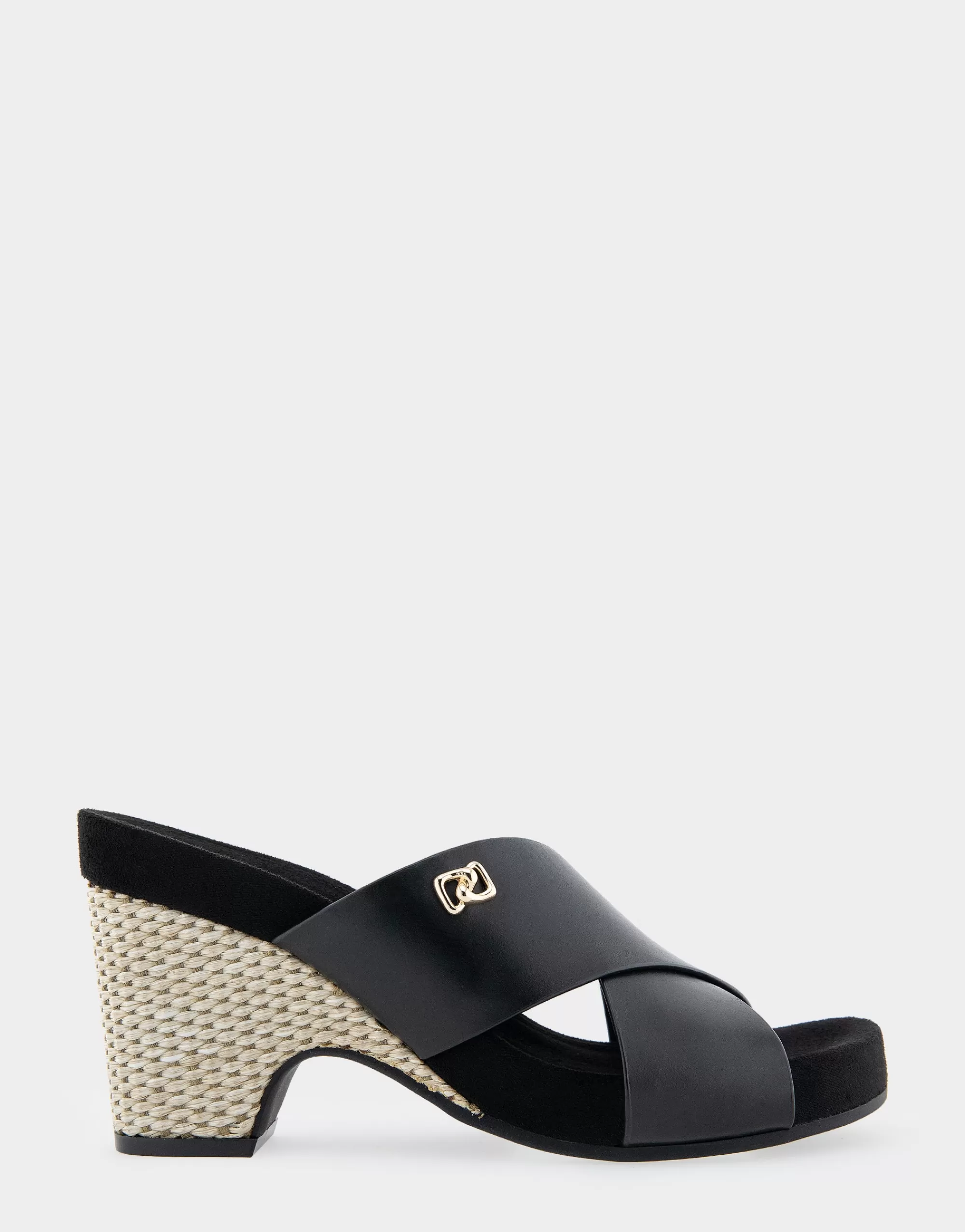 Aerosoles Dress | Wedges*Comfortable Women's Crisscross Footbed Wedge Sandal in Black Leather