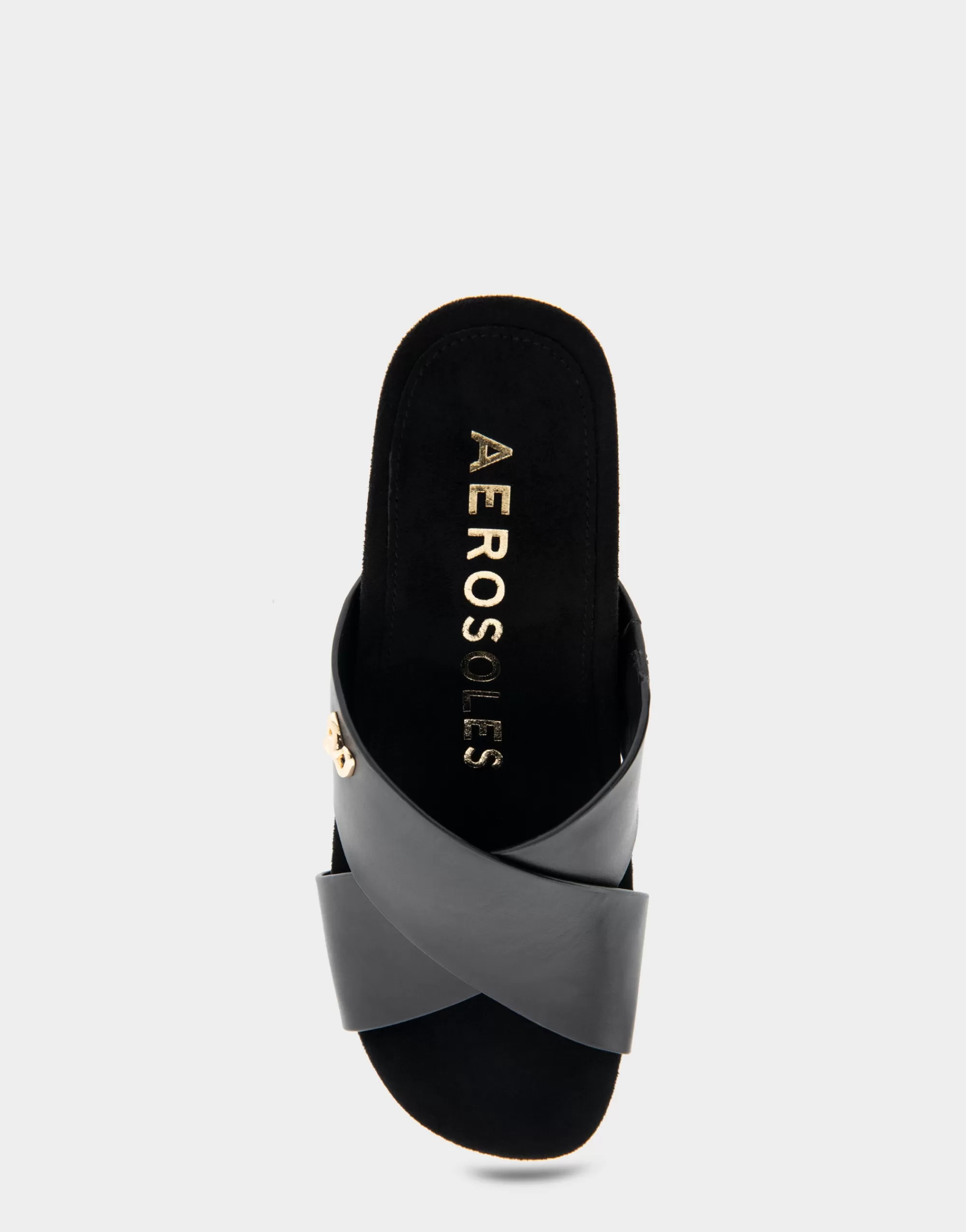 Aerosoles Dress | Wedges*Comfortable Women's Crisscross Footbed Wedge Sandal in Black Leather
