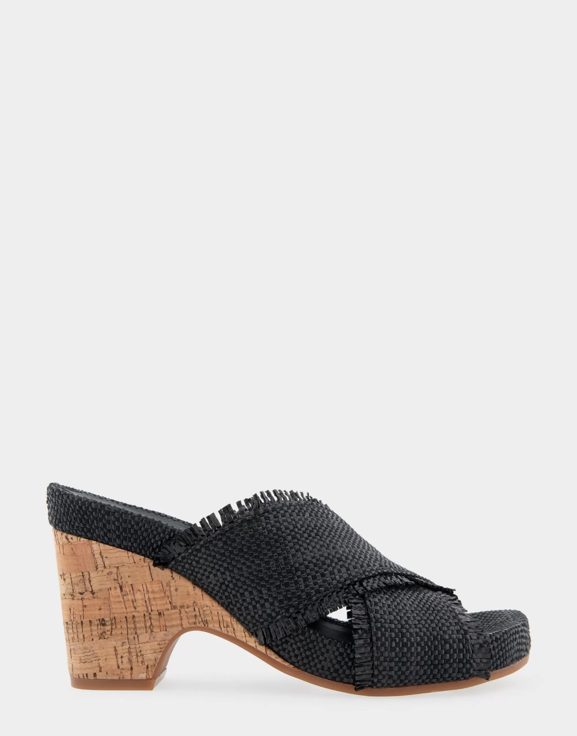 Aerosoles Dress | Wedges*Comfortable Women's Crisscross Footbed Wedge Sandal in Black Raffia Raffia Fabric