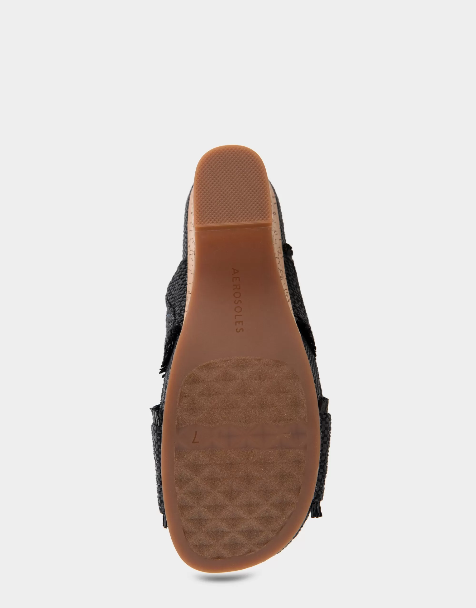 Aerosoles Dress | Wedges*Comfortable Women's Crisscross Footbed Wedge Sandal in Black Raffia Raffia Fabric