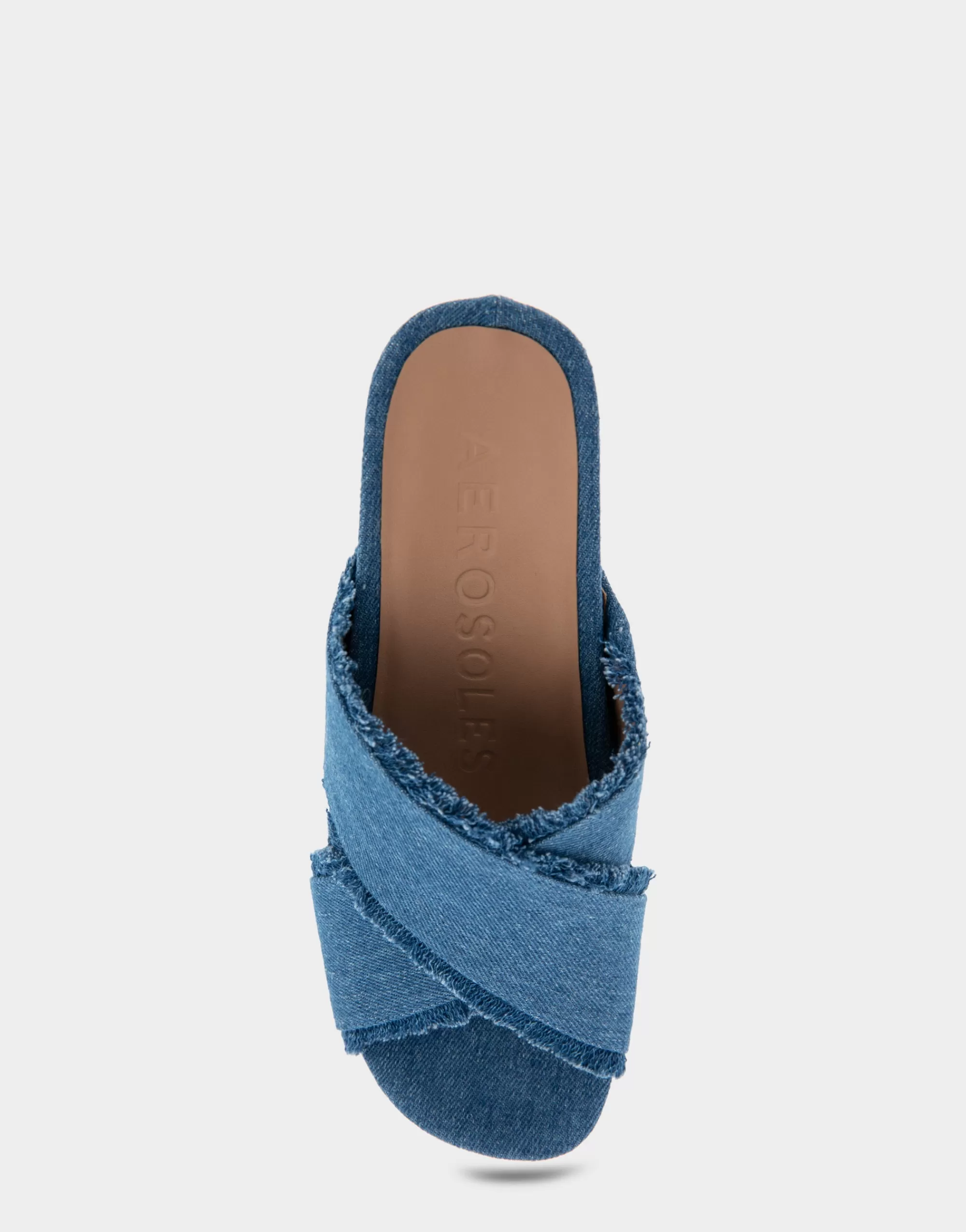 Aerosoles Dress | Wedges*Comfortable Women's Crisscross Footbed Wedge Sandal in Blue Denim