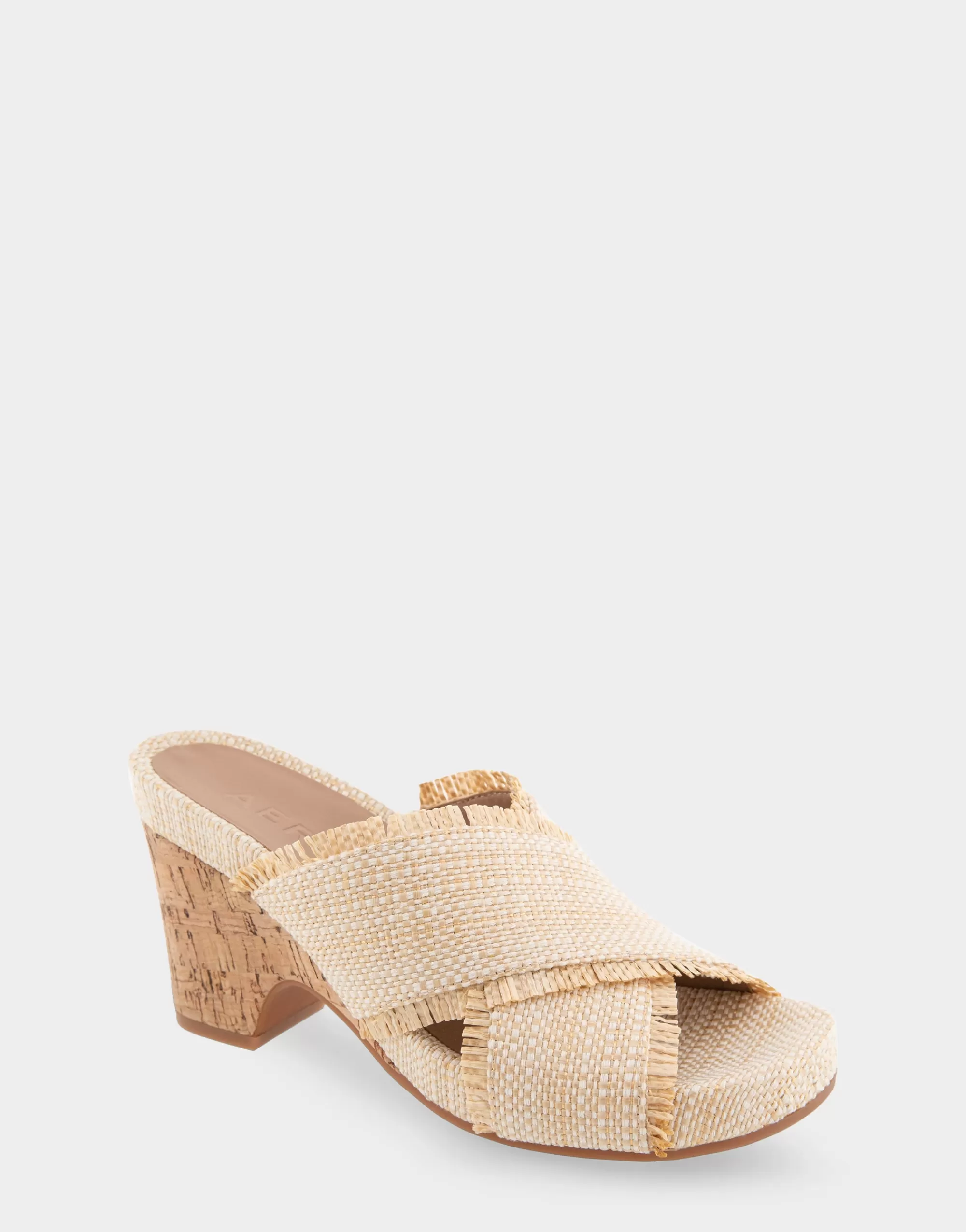 Aerosoles Dress | Wedges*Comfortable Women's Crisscross Footbed Wedge Sandal in Sand Raffia Combo Raffia Fabric