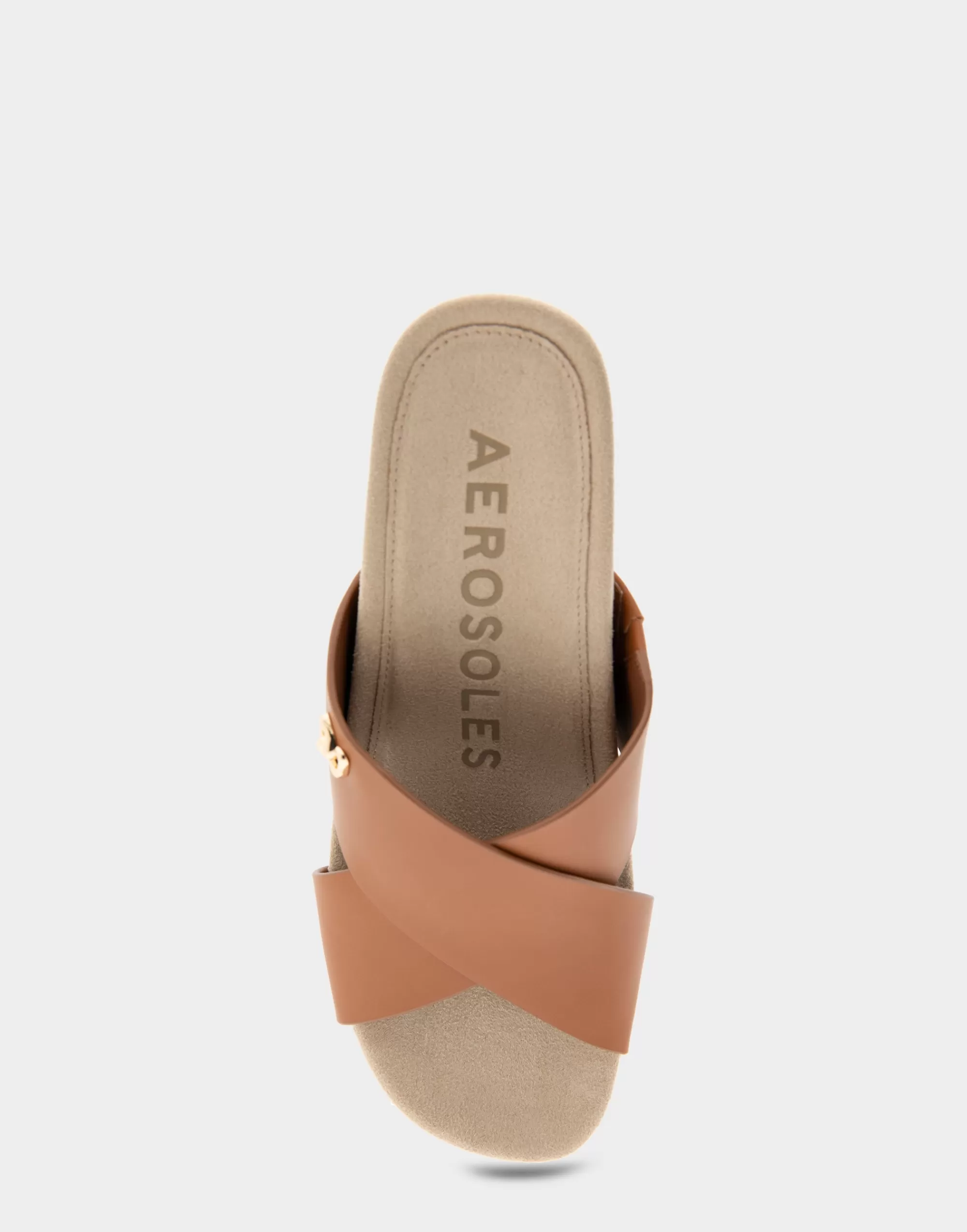 Aerosoles Dress | Wedges*Comfortable Women's Crisscross Footbed Wedge Sandal in Tan Leather Canvas Fabric