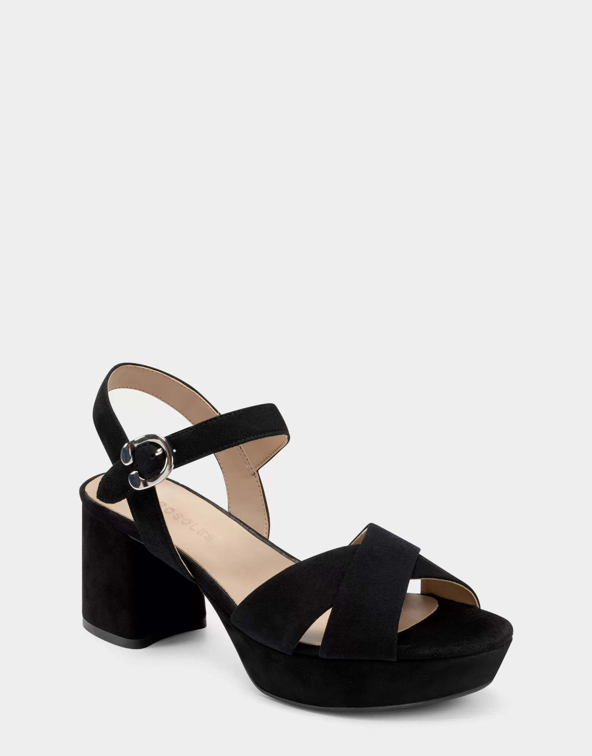 Aerosoles Dress | Platforms*Comfortable Women's Crisscross Platform Sandal in Black Suede