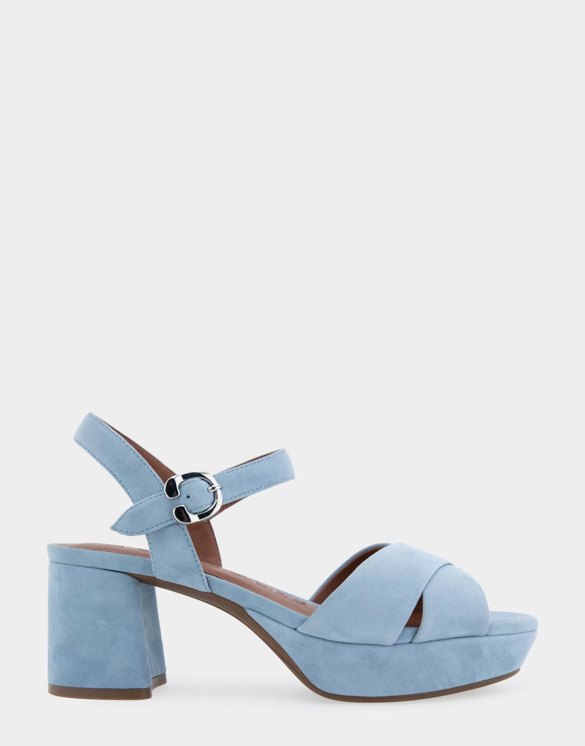 Aerosoles Platforms*Comfortable Women's Crisscross Platform Sandal in Dusty Blue Suede
