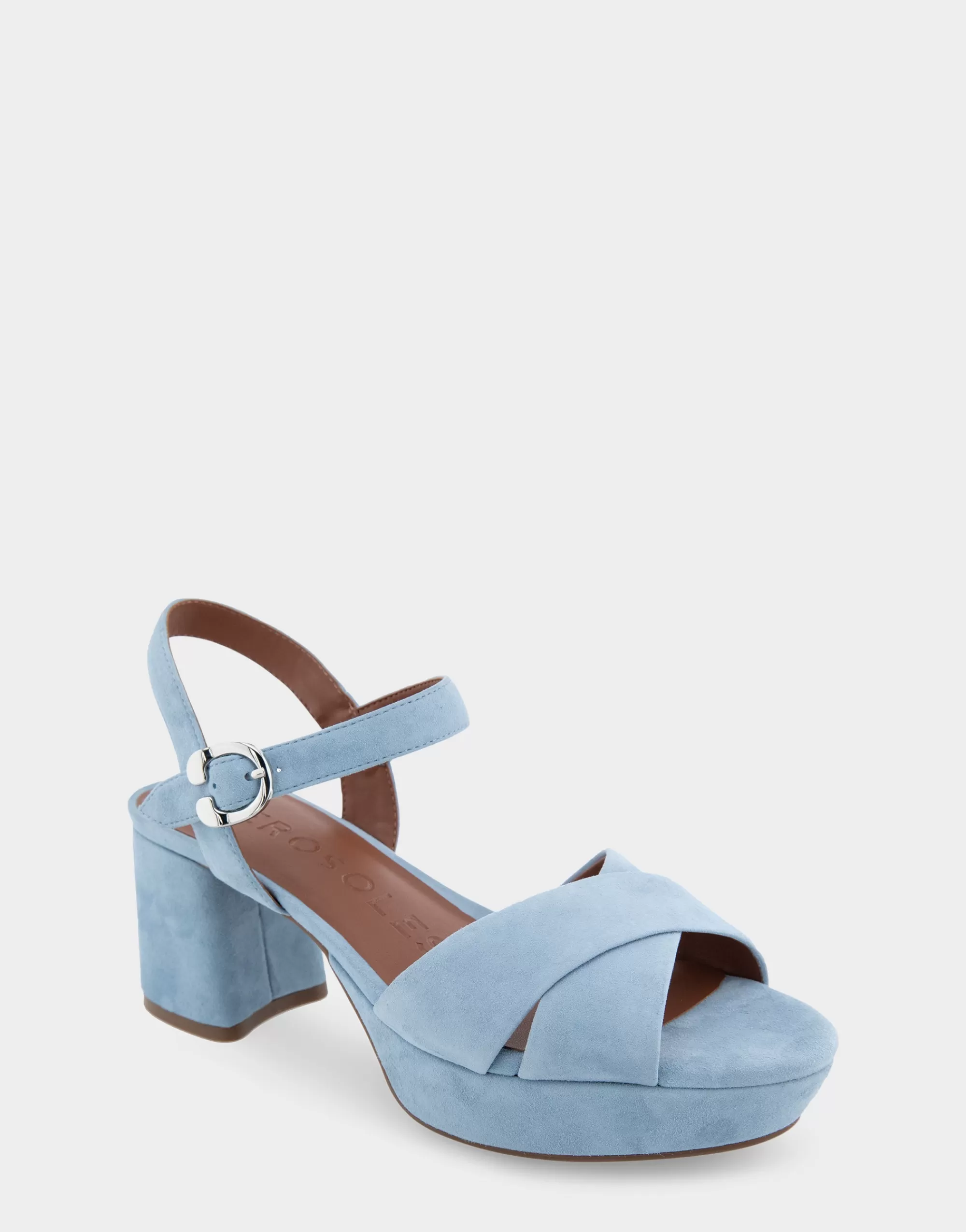 Aerosoles Platforms*Comfortable Women's Crisscross Platform Sandal in Dusty Blue Suede