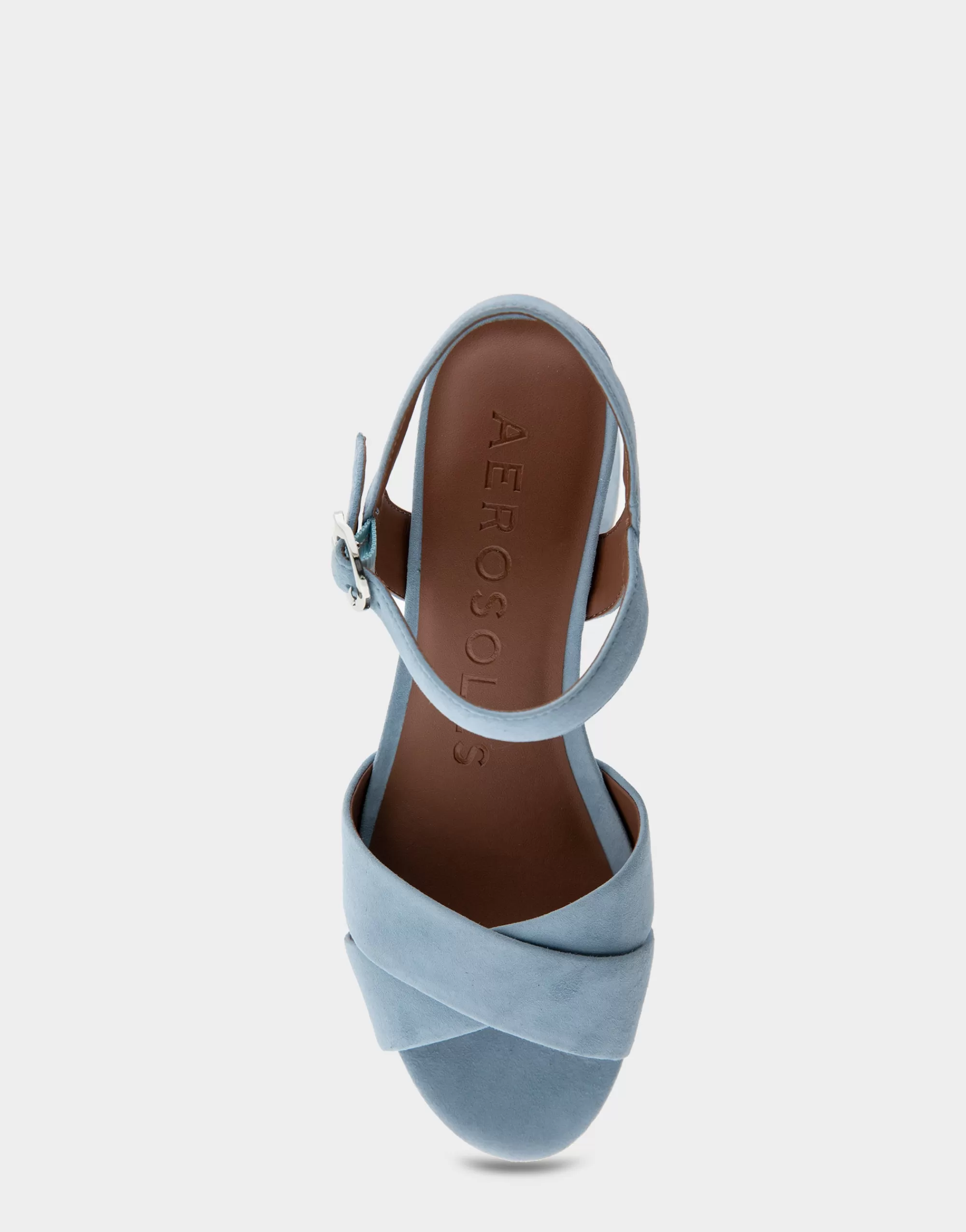 Aerosoles Platforms*Comfortable Women's Crisscross Platform Sandal in Dusty Blue Suede