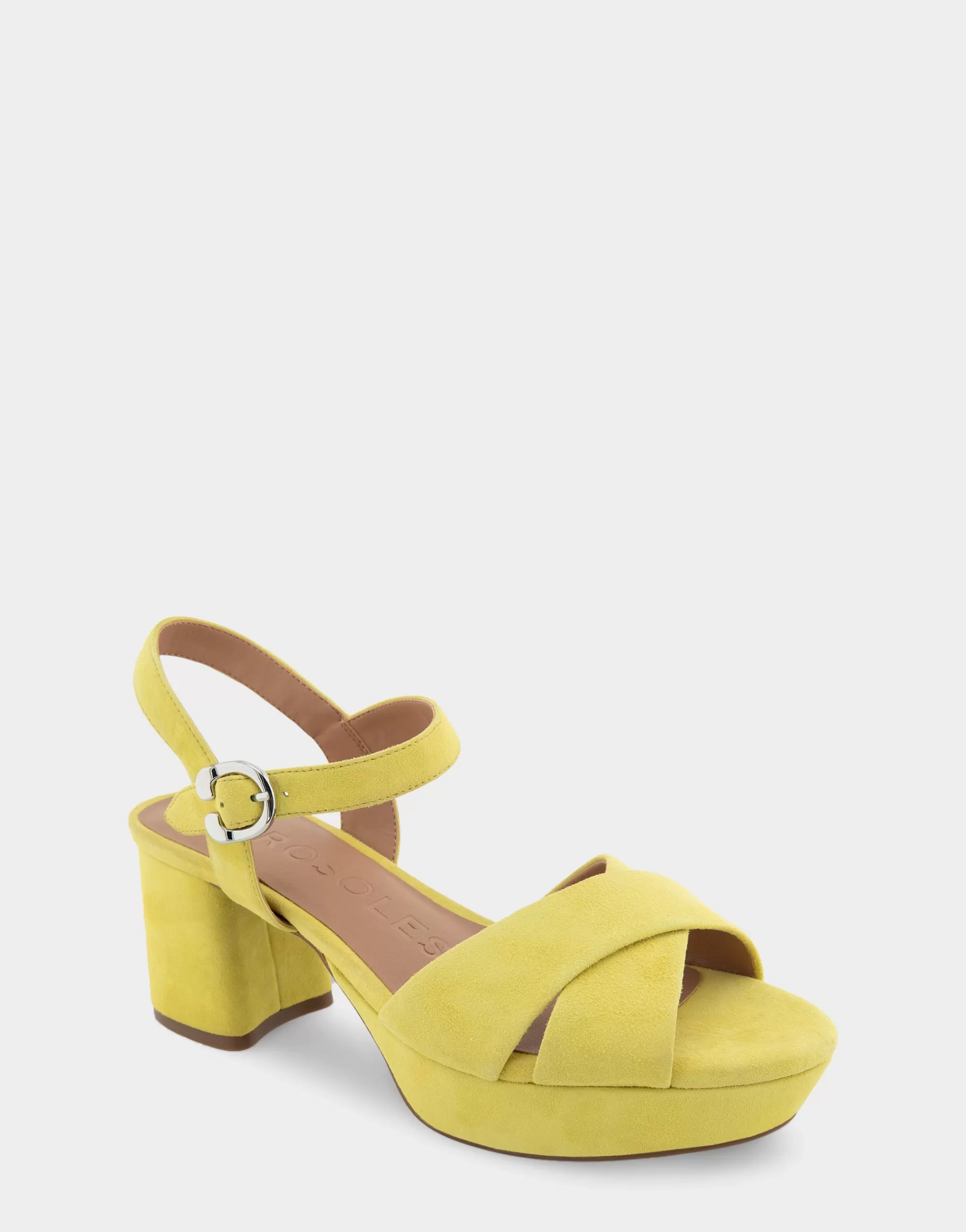 Aerosoles Platforms*Comfortable Women's Crisscross Platform Sandal in Green Sheen Suede