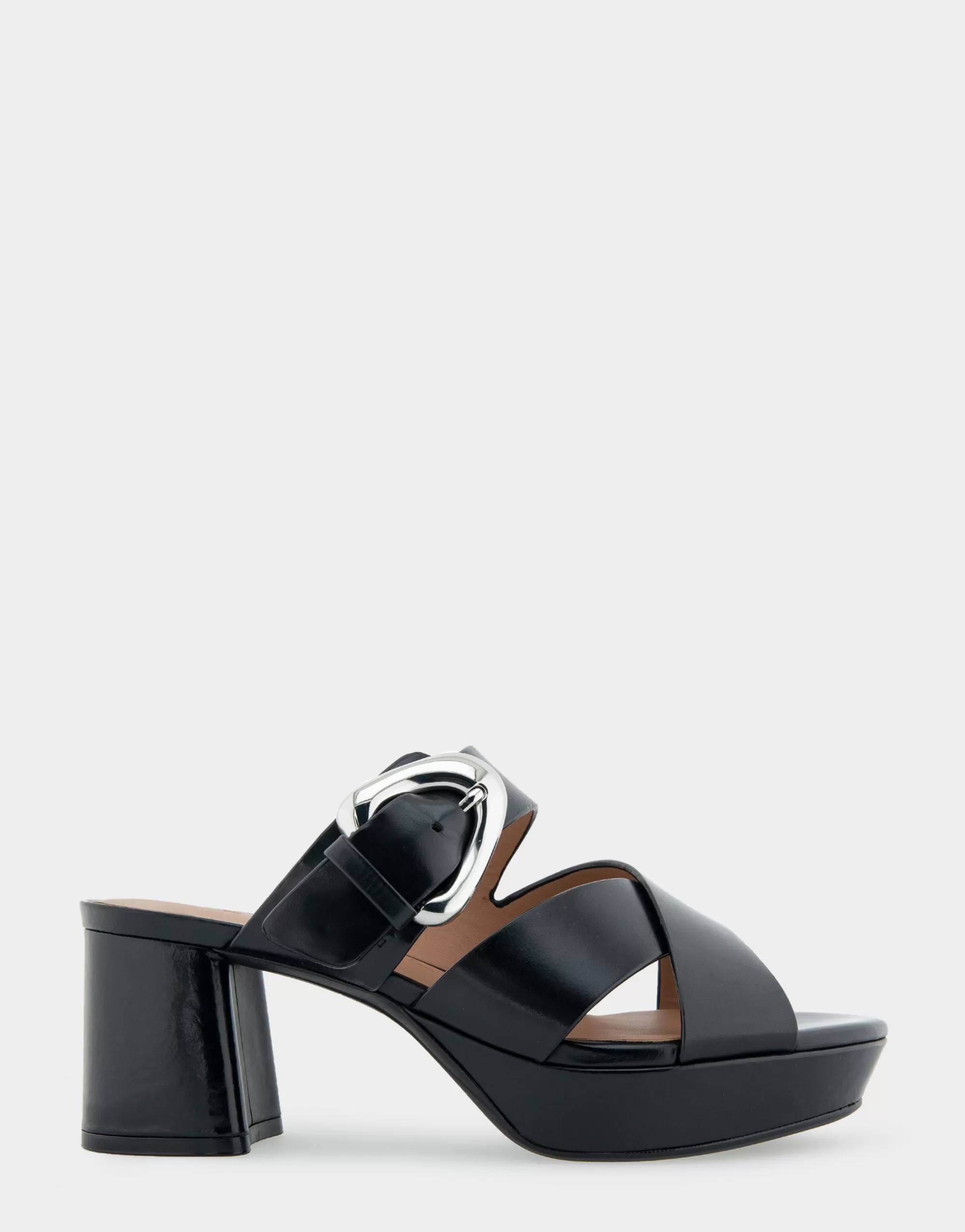 Aerosoles Wide Width Sandals | Platforms*Comfortable Women's Crisscross Platform Slide Sandal in Black Leather