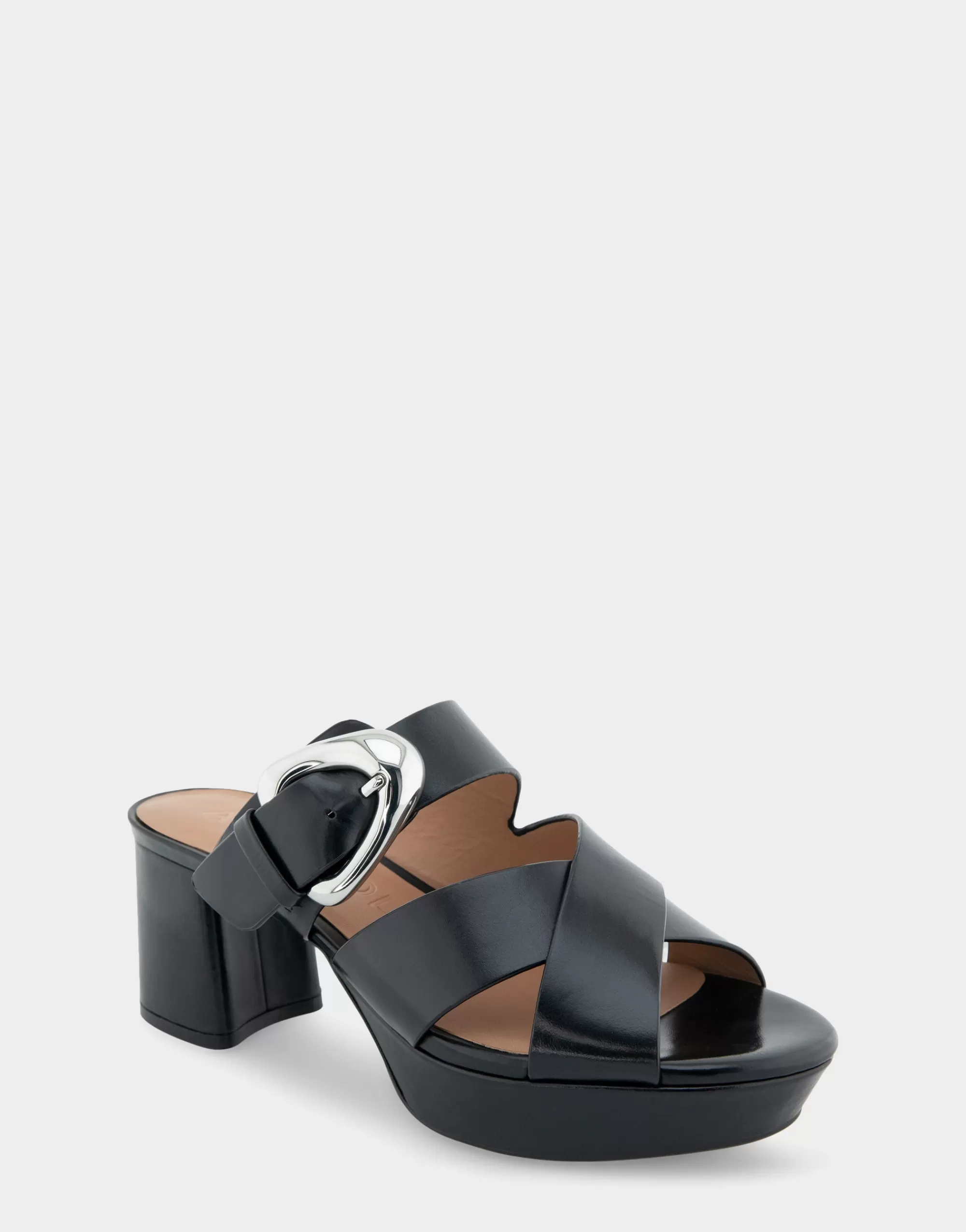 Aerosoles Wide Width Sandals | Platforms*Comfortable Women's Crisscross Platform Slide Sandal in Black Leather