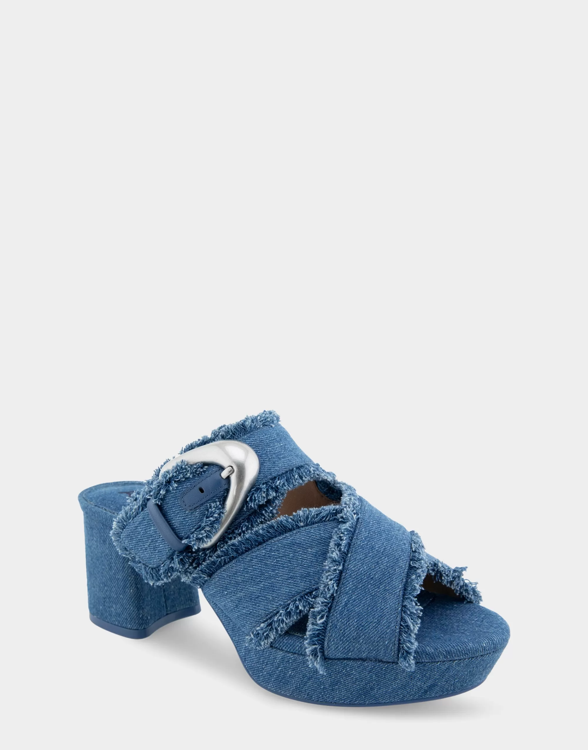 Aerosoles Wide Width Sandals | Platforms*Comfortable Women's Crisscross Platform Slide Sandal in Denim Fabric Denim Fabric