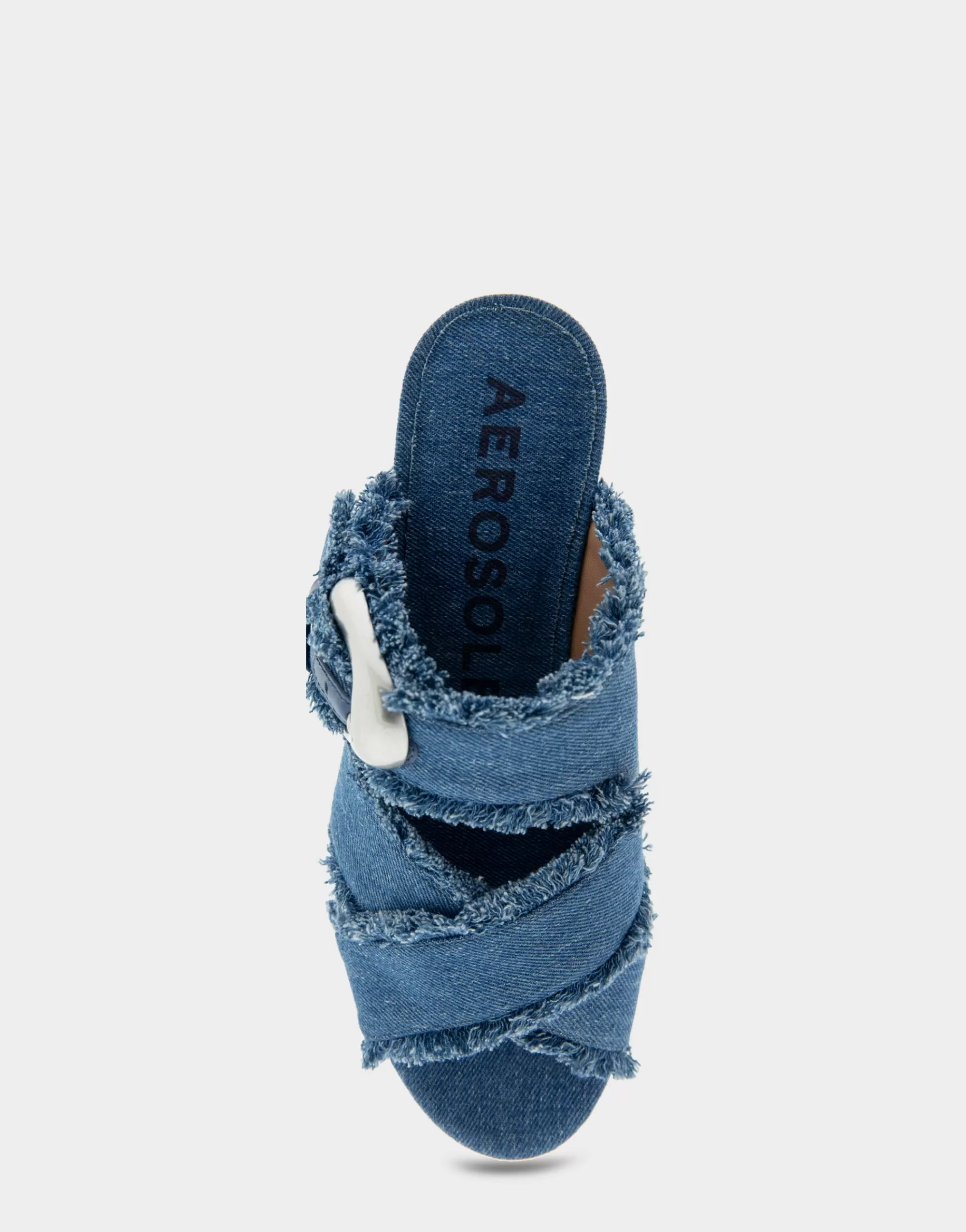 Aerosoles Wide Width Sandals | Platforms*Comfortable Women's Crisscross Platform Slide Sandal in Denim Fabric Denim Fabric