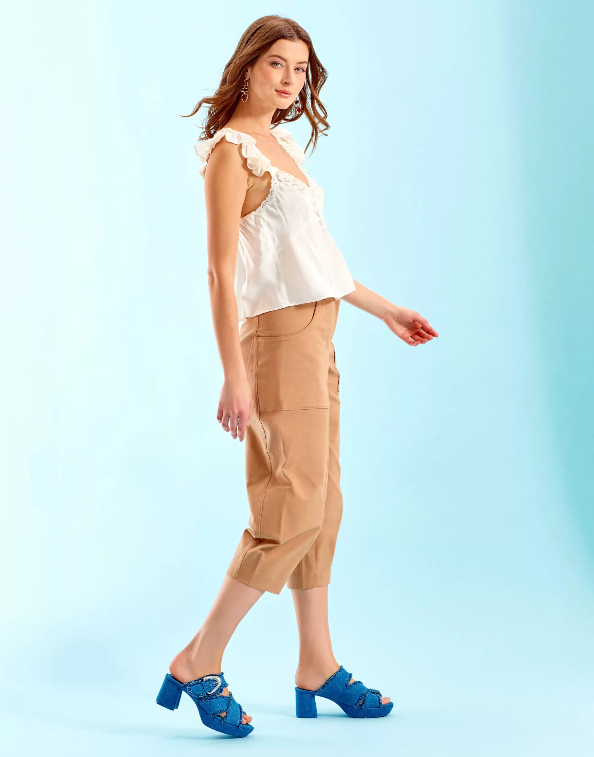 Aerosoles Wide Width Sandals | Platforms*Comfortable Women's Crisscross Platform Slide Sandal in Denim Fabric Denim Fabric