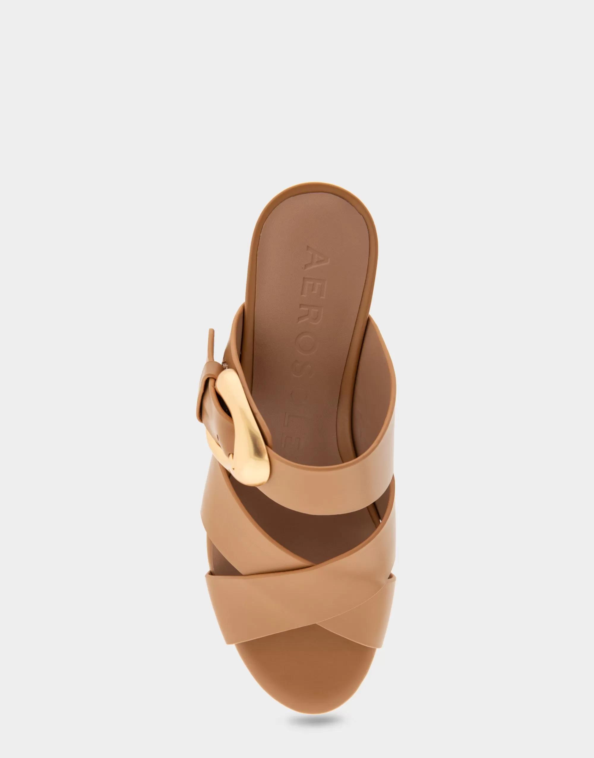 Aerosoles Wide Width Sandals | Platforms*Comfortable Women's Crisscross Platform Slide Sandal in Doe Leather