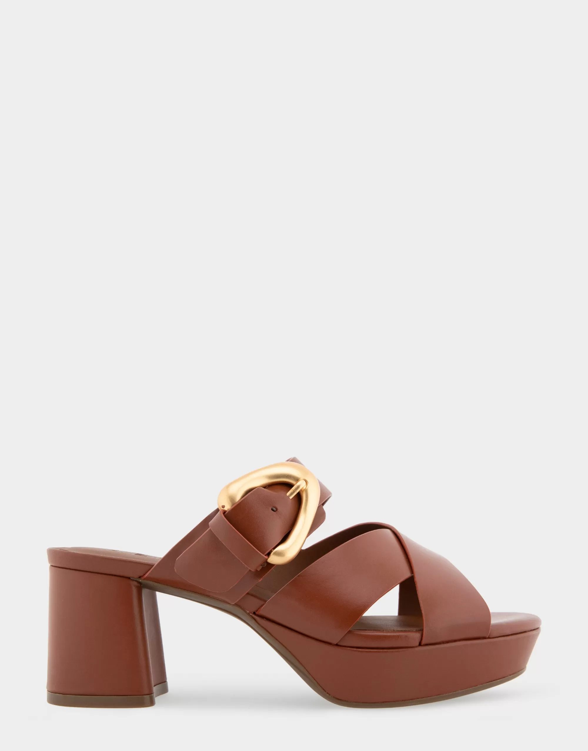 Aerosoles Wide Width Sandals | Platforms*Comfortable Women's Crisscross Platform Slide Sandal in Gingerbread Leather