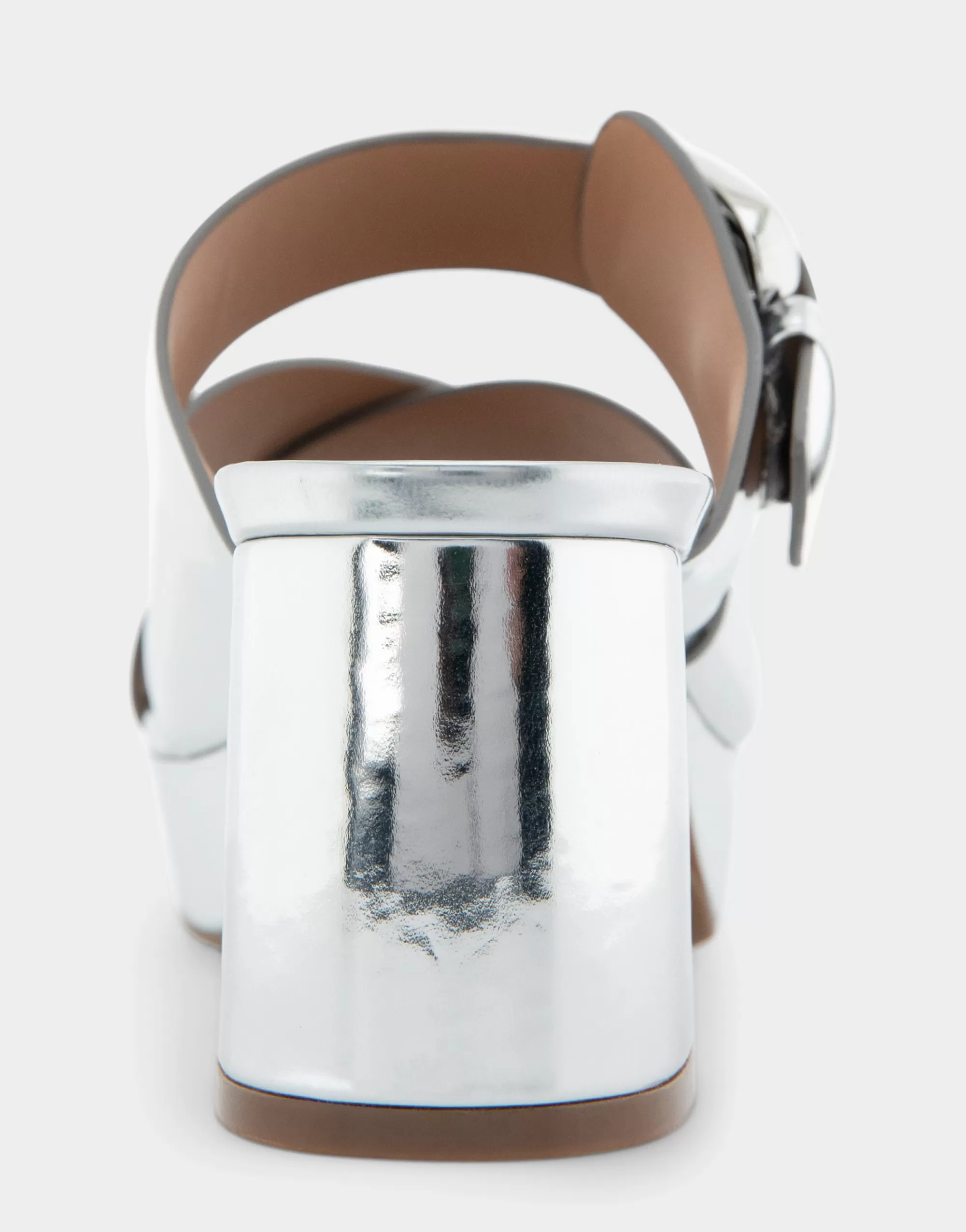 Aerosoles Wide Width Sandals | Platforms*Comfortable Women's Crisscross Platform Slide Sandal in Silver Mirror Metallic Faux Leather