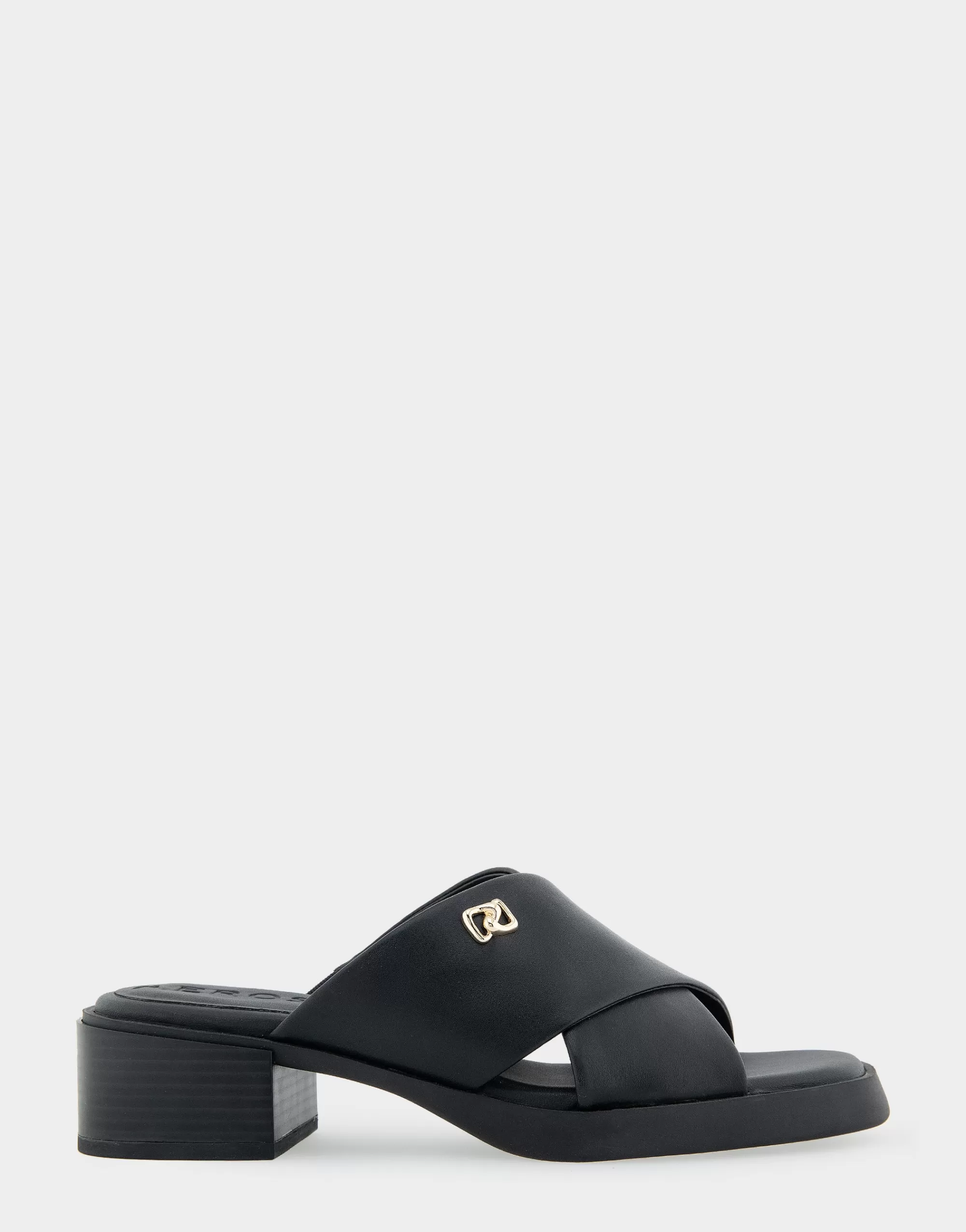 Aerosoles Wide Width Sandals*Comfortable Women's Crisscross Slip On Low Block Heel Sandal in Black Faux Leather
