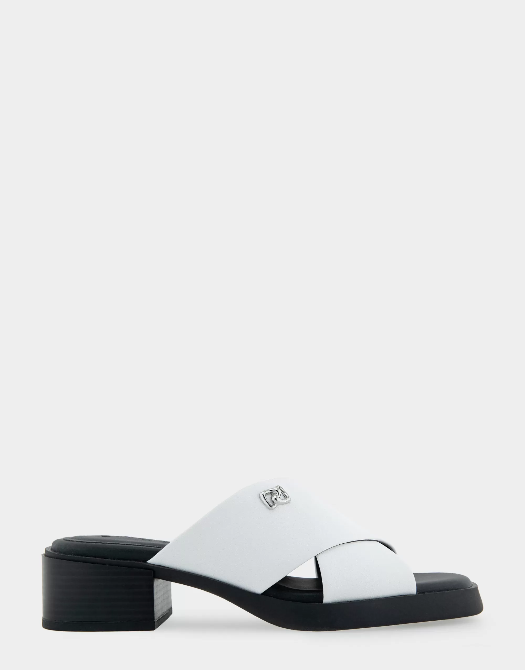 Aerosoles Wide Width Sandals*Comfortable Women's Crisscross Slip On Low Block Heel Sandal in White Faux Leather