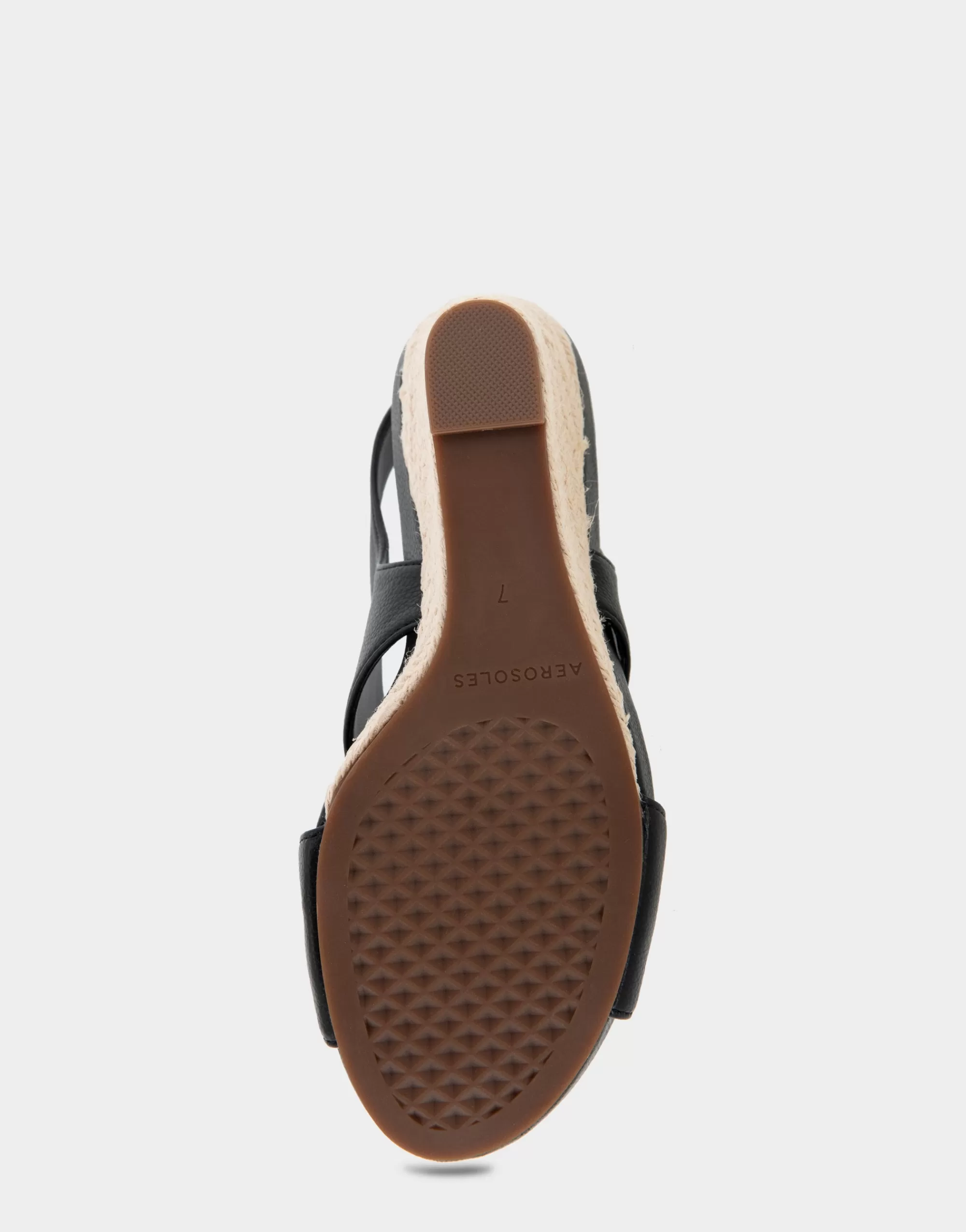 Aerosoles Wide Width Sandals | Dress*Comfortable Women's Crisscross Velcro Back Footbed Wedge Sandal in Black Faux Leather
