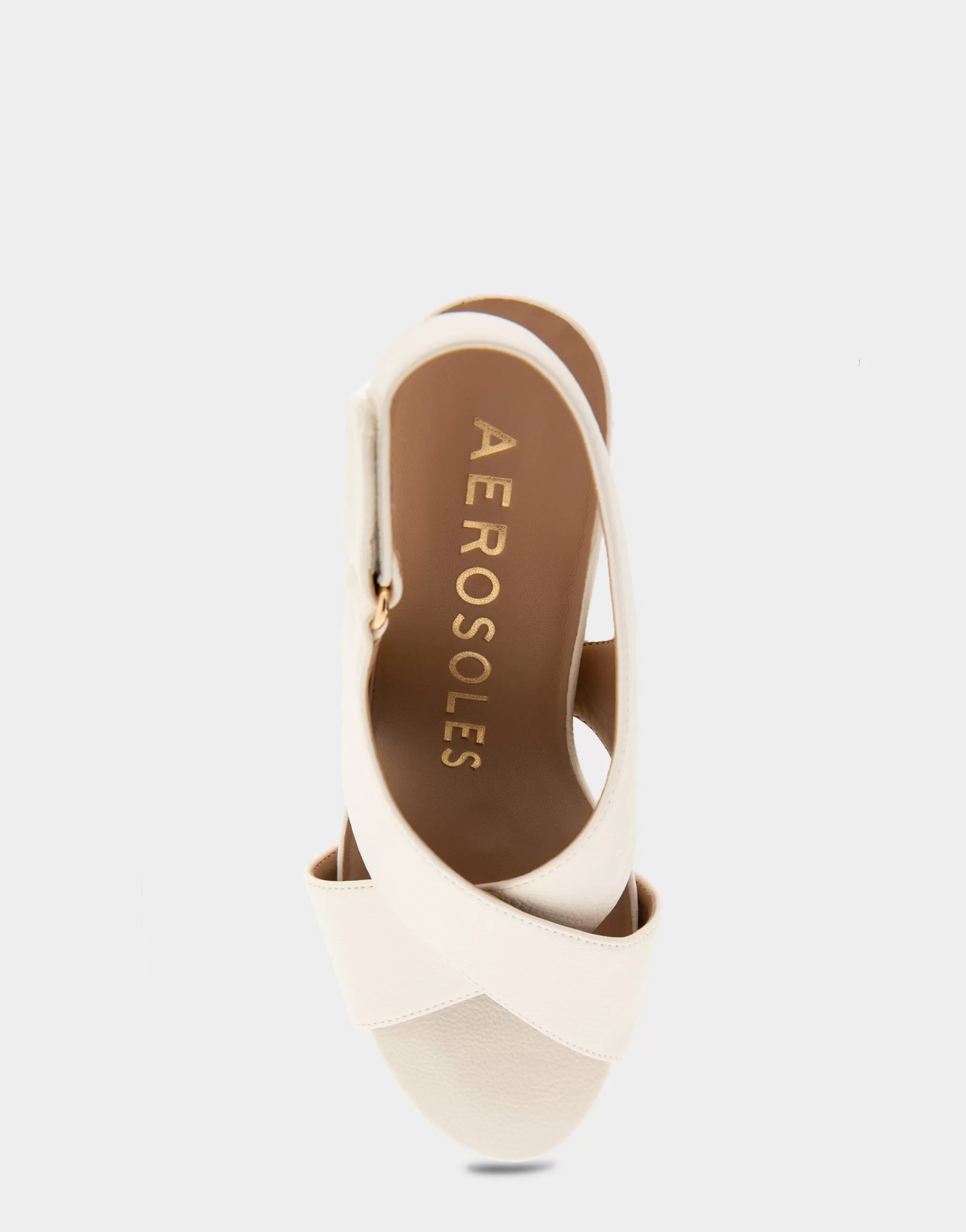 Aerosoles Wide Width Sandals | Dress*Comfortable Women's Crisscross Velcro Back Footbed Wedge Sandal in Eggnog Faux Leather Faux Suede