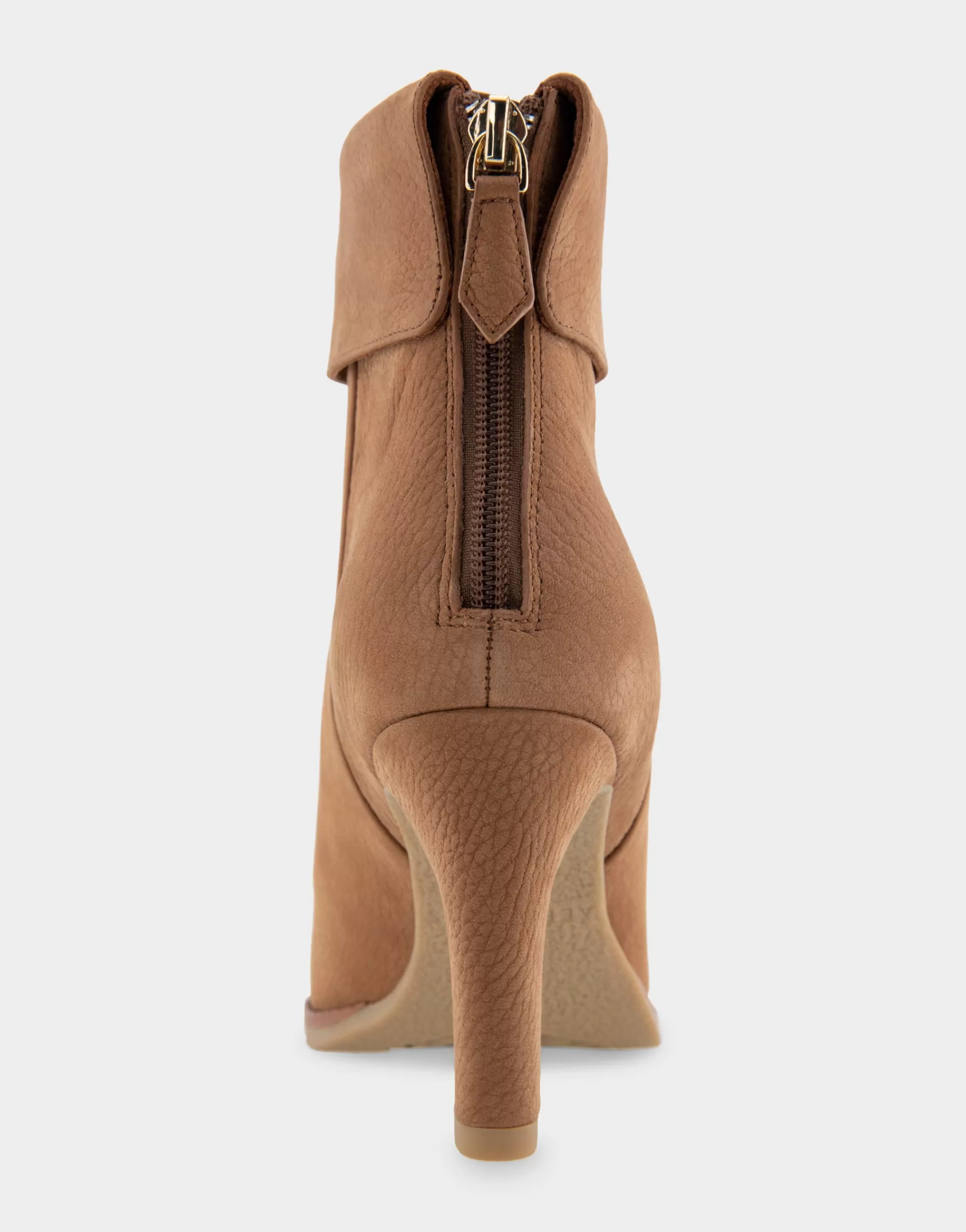 Aerosoles Heeled Boots | Ankle Boots*Comfortable Women's Cuffed Point Toe Crepe Sole Stiletto Bootie in Camel Pebbled Nubuck Leather