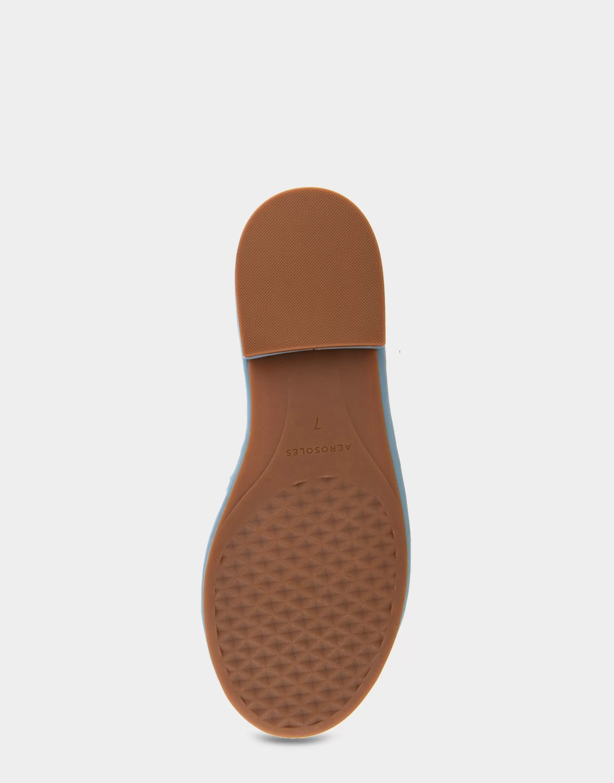 Aerosoles Slides | Flats*Comfortable Women's Debossed Chain Link Slide Sandal in Dusty Blue Leather