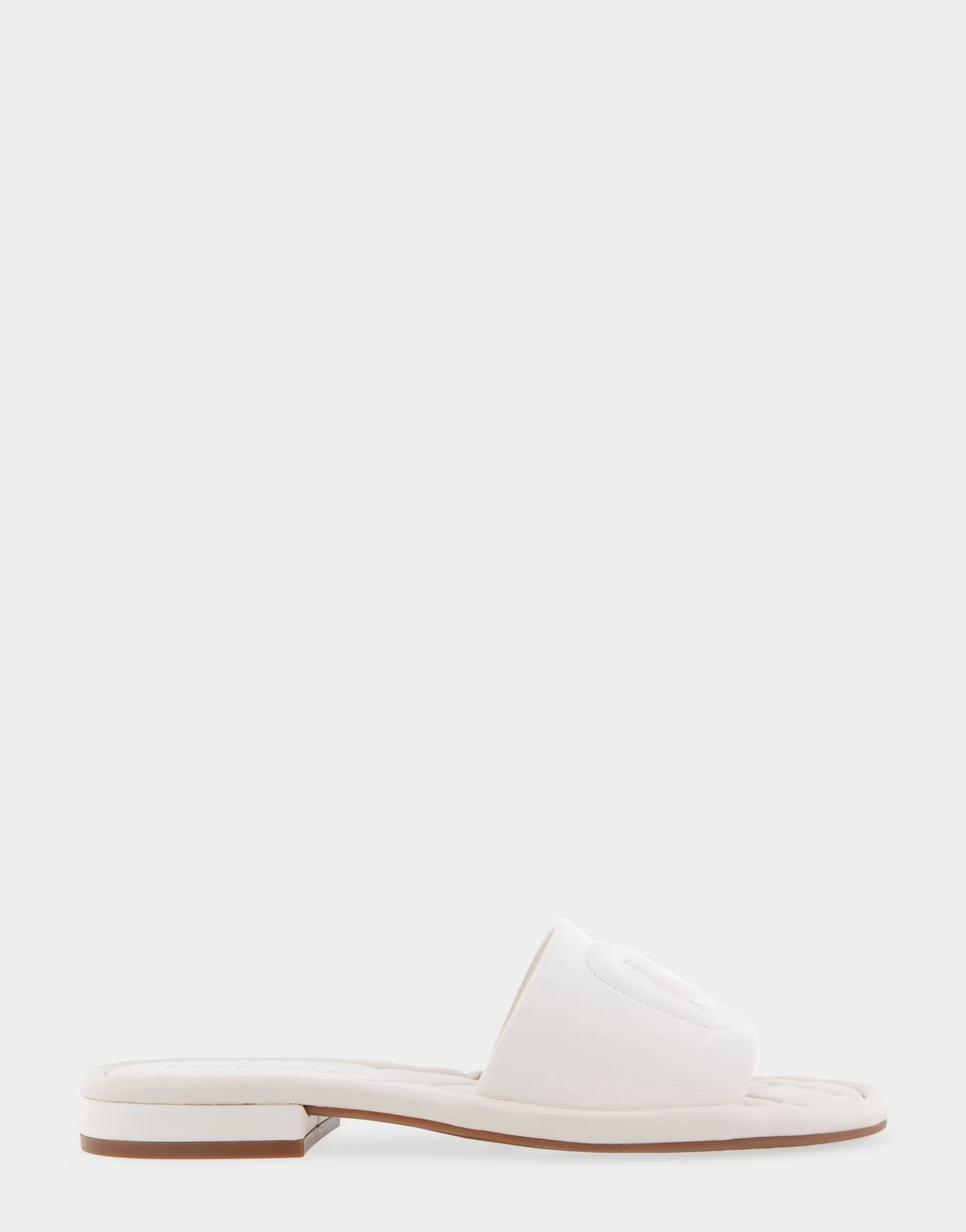 Aerosoles Slides | Flats*Comfortable Women's Debossed Chain Link Slide Sandal in Eggnog Leather