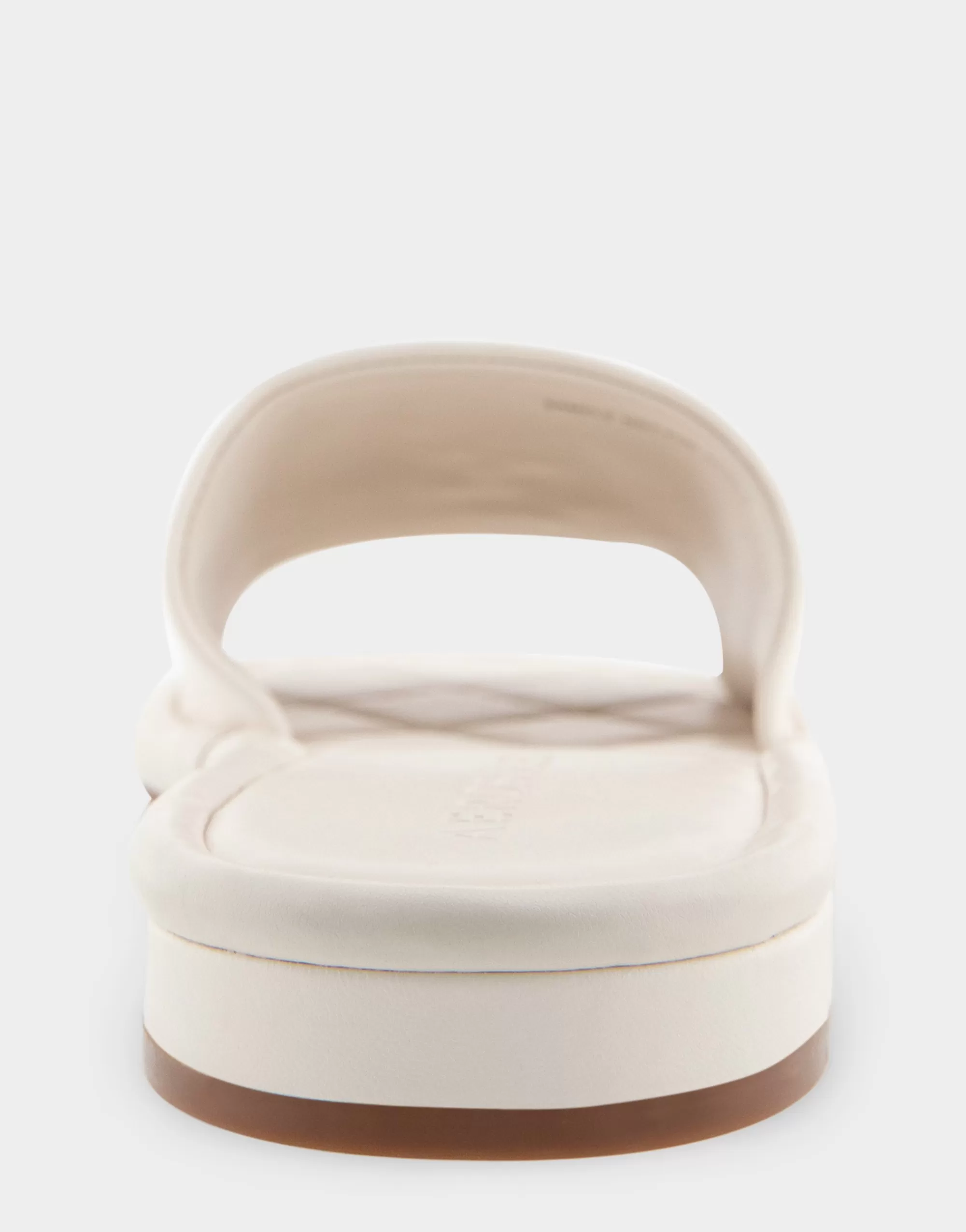 Aerosoles Slides | Flats*Comfortable Women's Debossed Chain Link Slide Sandal in Eggnog Leather
