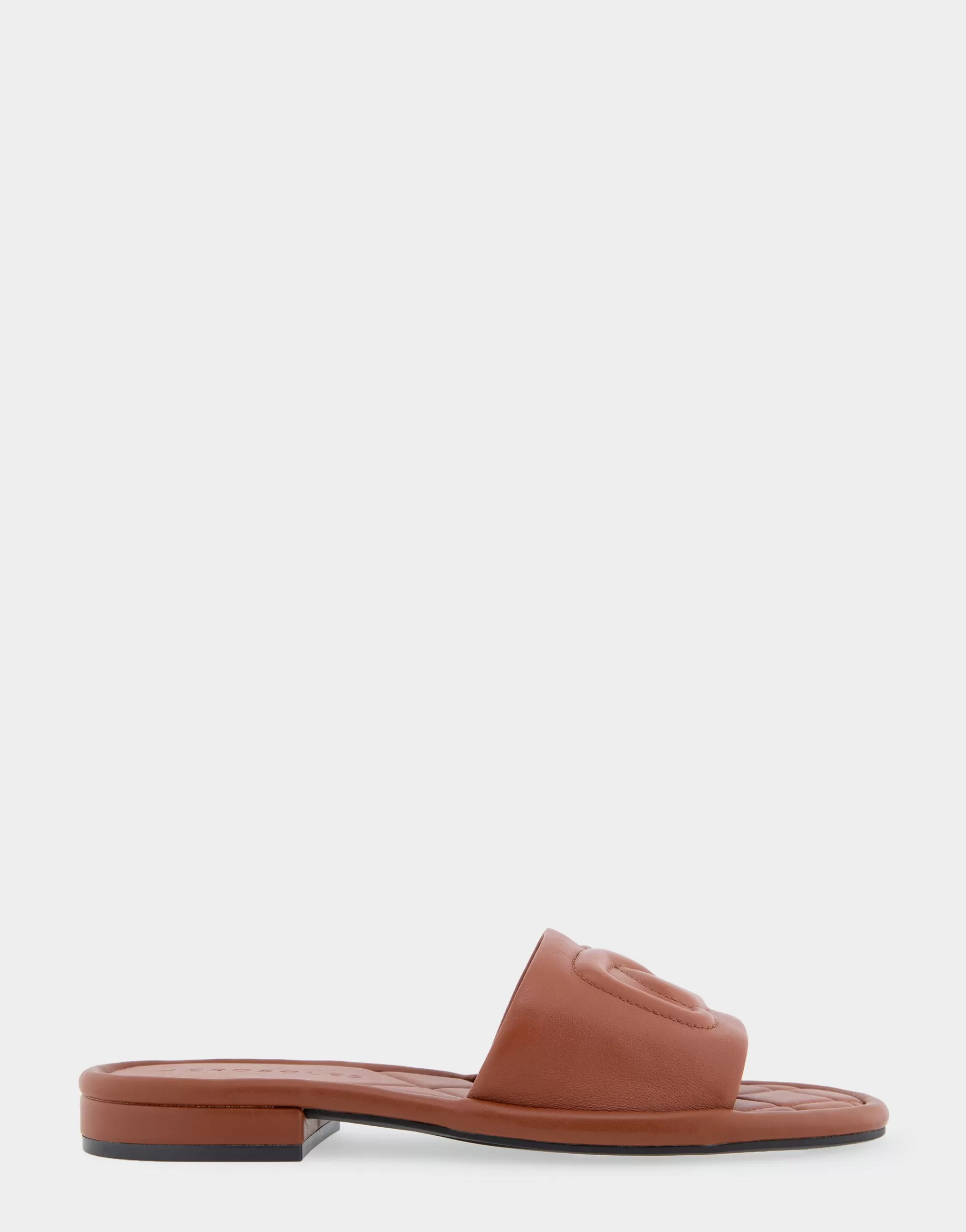 Aerosoles Slides | Flats*Comfortable Women's Debossed Chain Link Slide Sandal in Gingerbread Leather