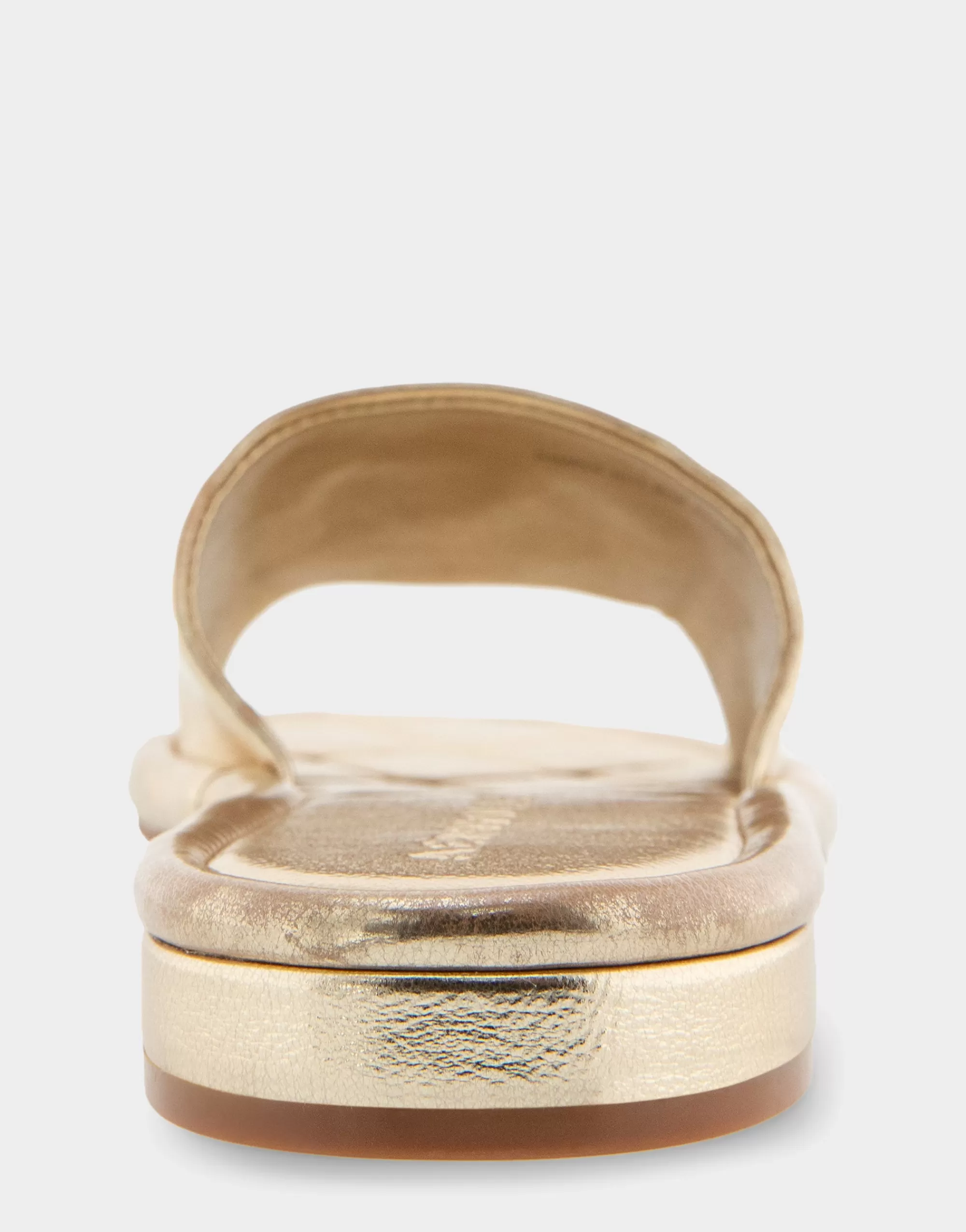 Aerosoles Slides | Flats*Comfortable Women's Debossed Chain Link Slide Sandal in Soft Gold Faux Leather