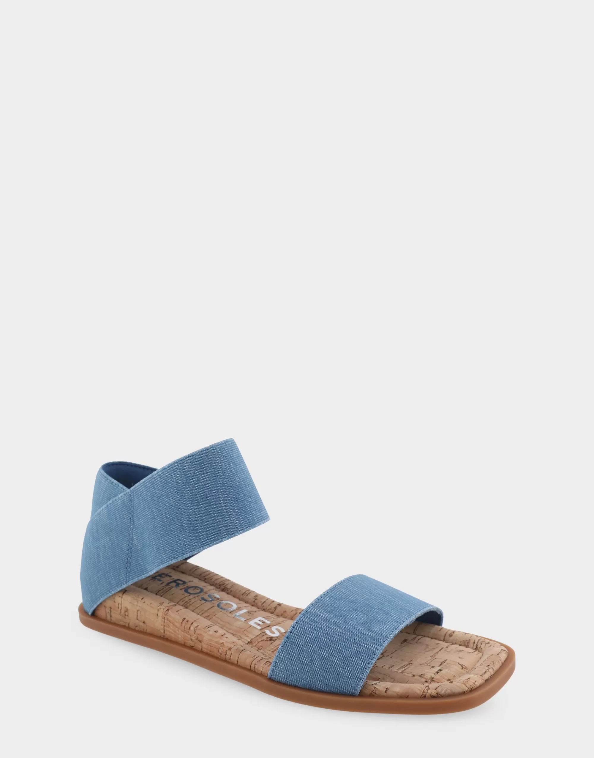 Aerosoles Wide Width Sandals*Comfortable Women's Elastic Banded Mini Wedge Sandal in Denim Fabric Denim Fabric