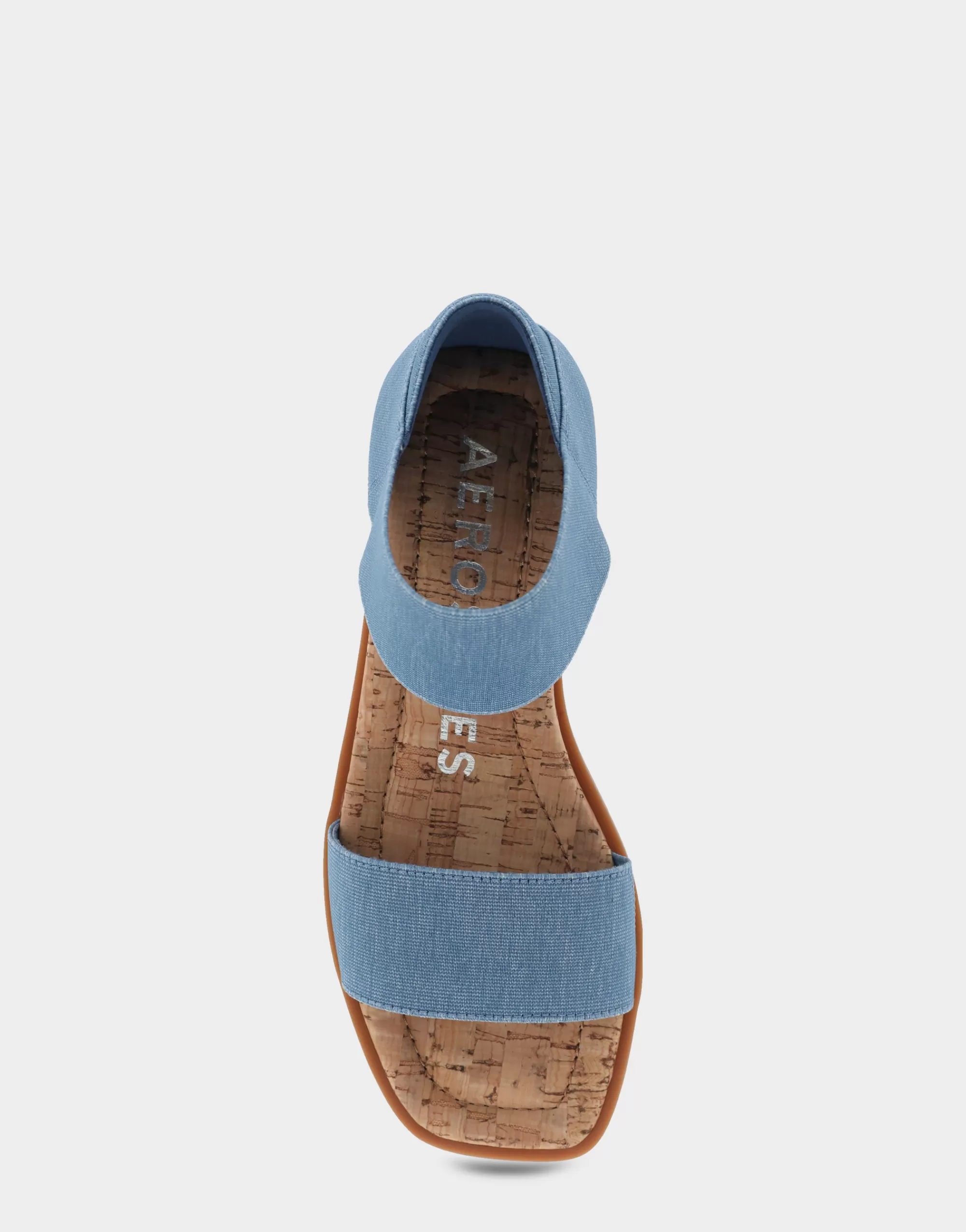 Aerosoles Wide Width Sandals*Comfortable Women's Elastic Banded Mini Wedge Sandal in Denim Fabric Denim Fabric