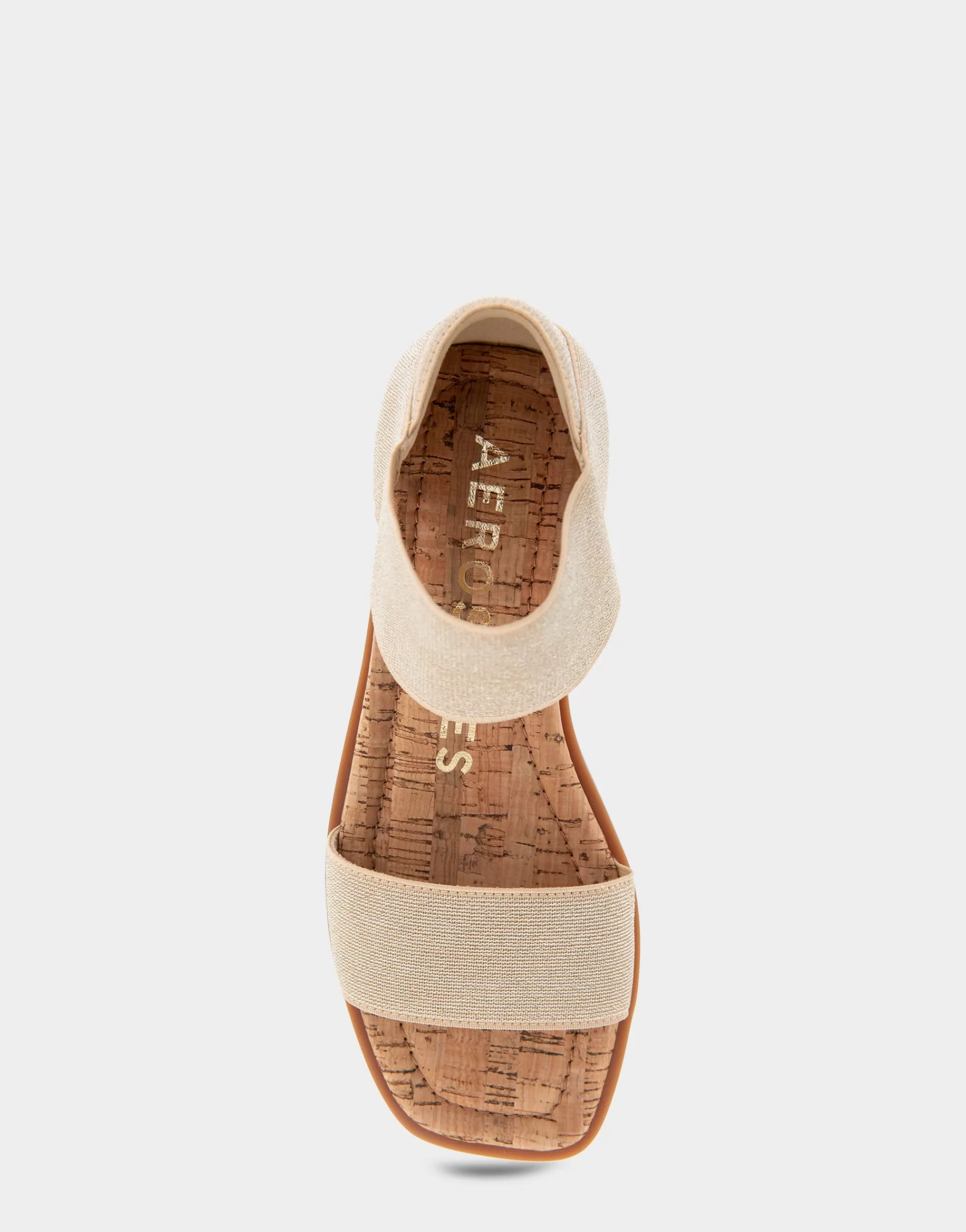 Aerosoles Wide Width Sandals*Comfortable Women's Elastic Banded Mini Wedge Sandal in Soft Gold Elastic Fabric