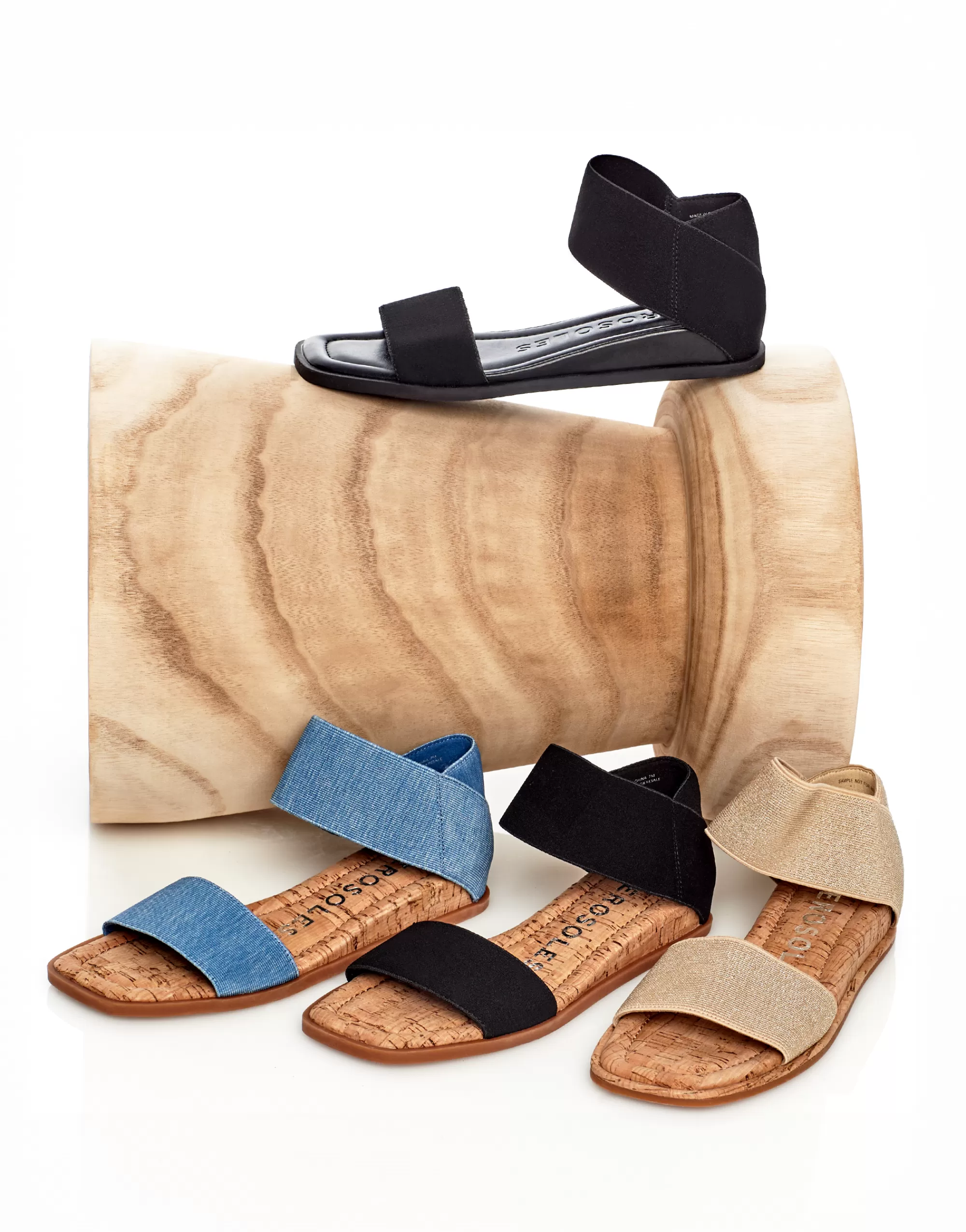 Aerosoles Wide Width Sandals*Comfortable Women's Elastic Banded Mini Wedge Sandal in Soft Gold Elastic Fabric