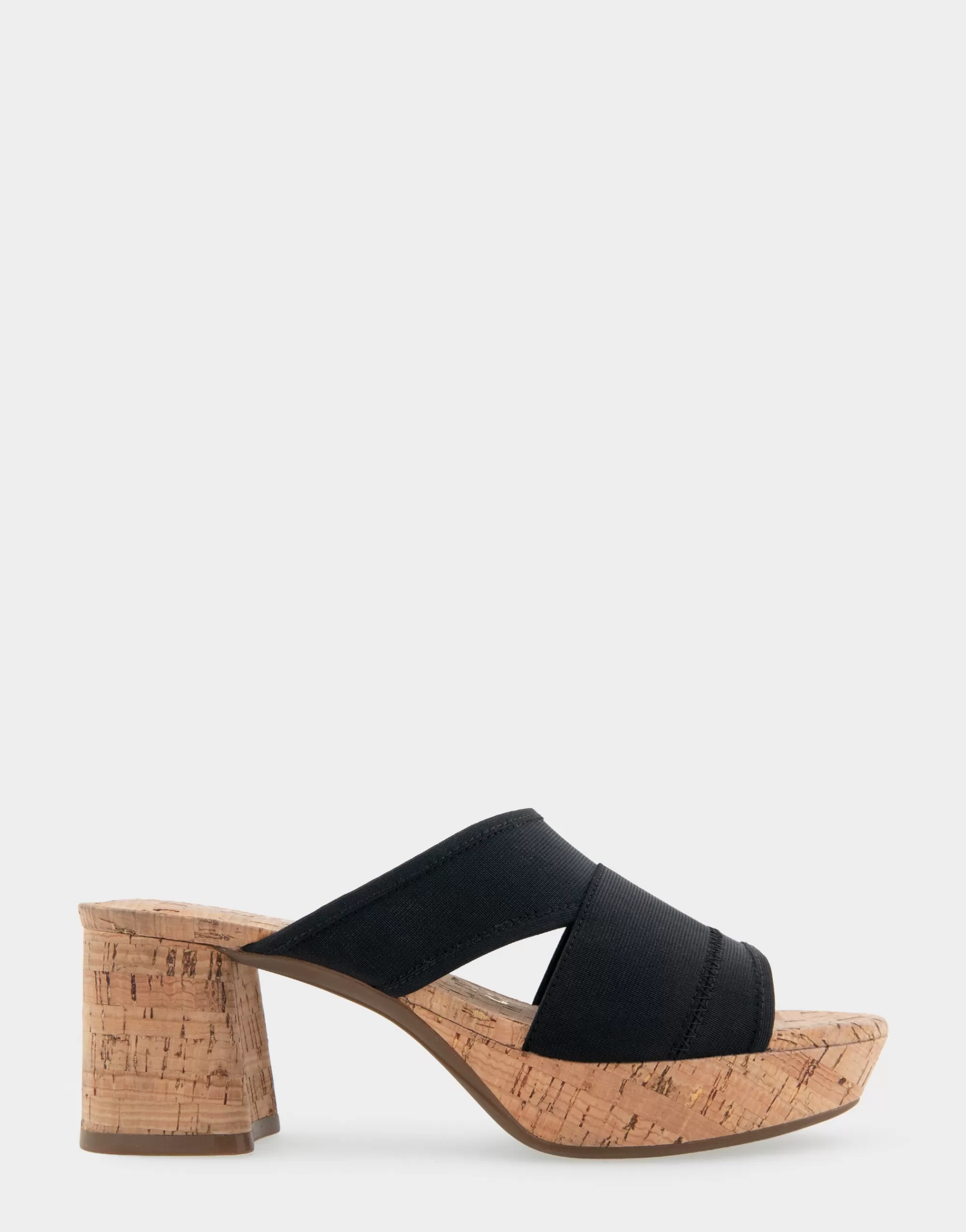 Aerosoles Slides | Platforms*Comfortable Women's Elastic Slide Platform Sandal in Black Elastic Combo Elastic Fabric