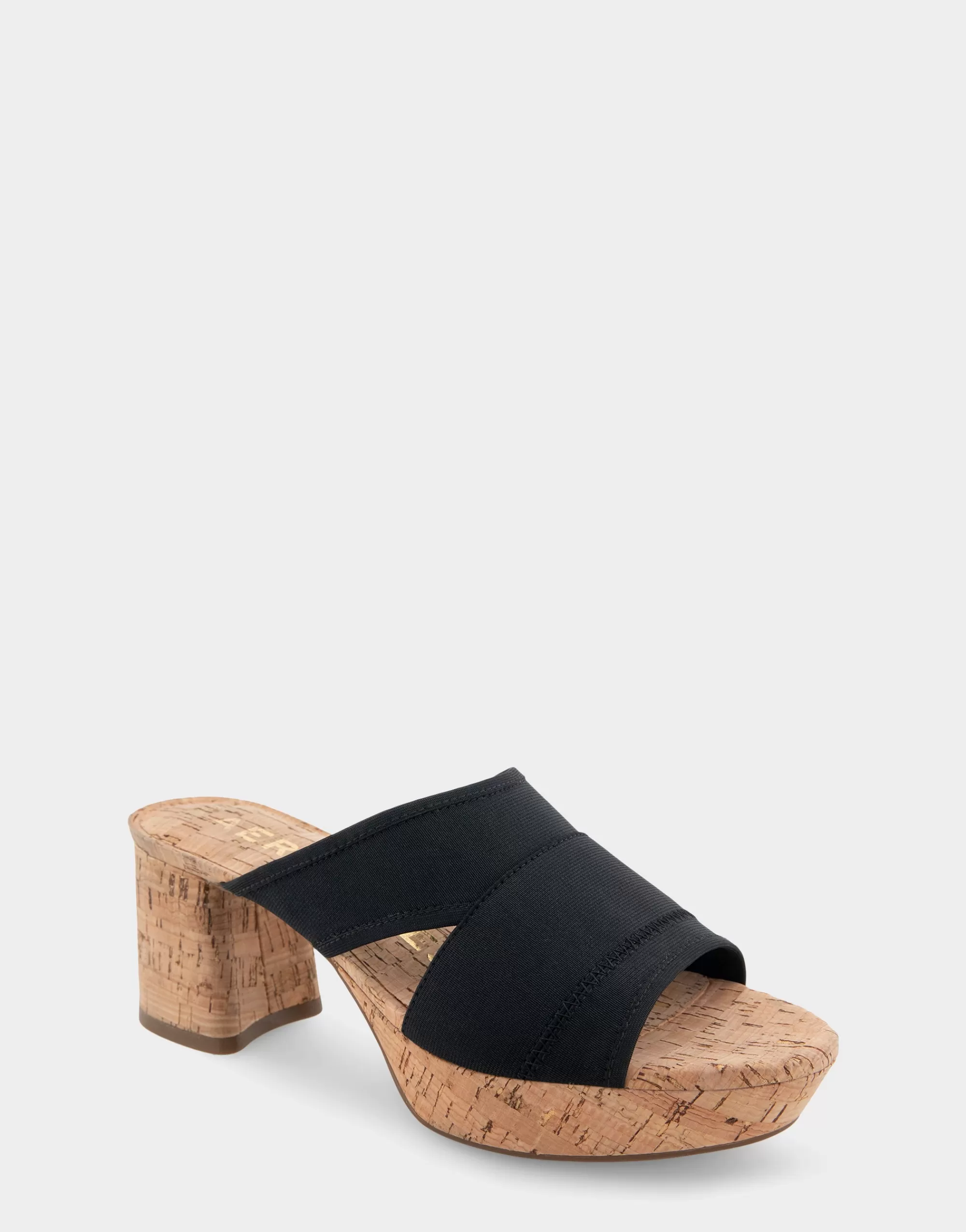 Aerosoles Slides | Platforms*Comfortable Women's Elastic Slide Platform Sandal in Black Elastic Combo Elastic Fabric