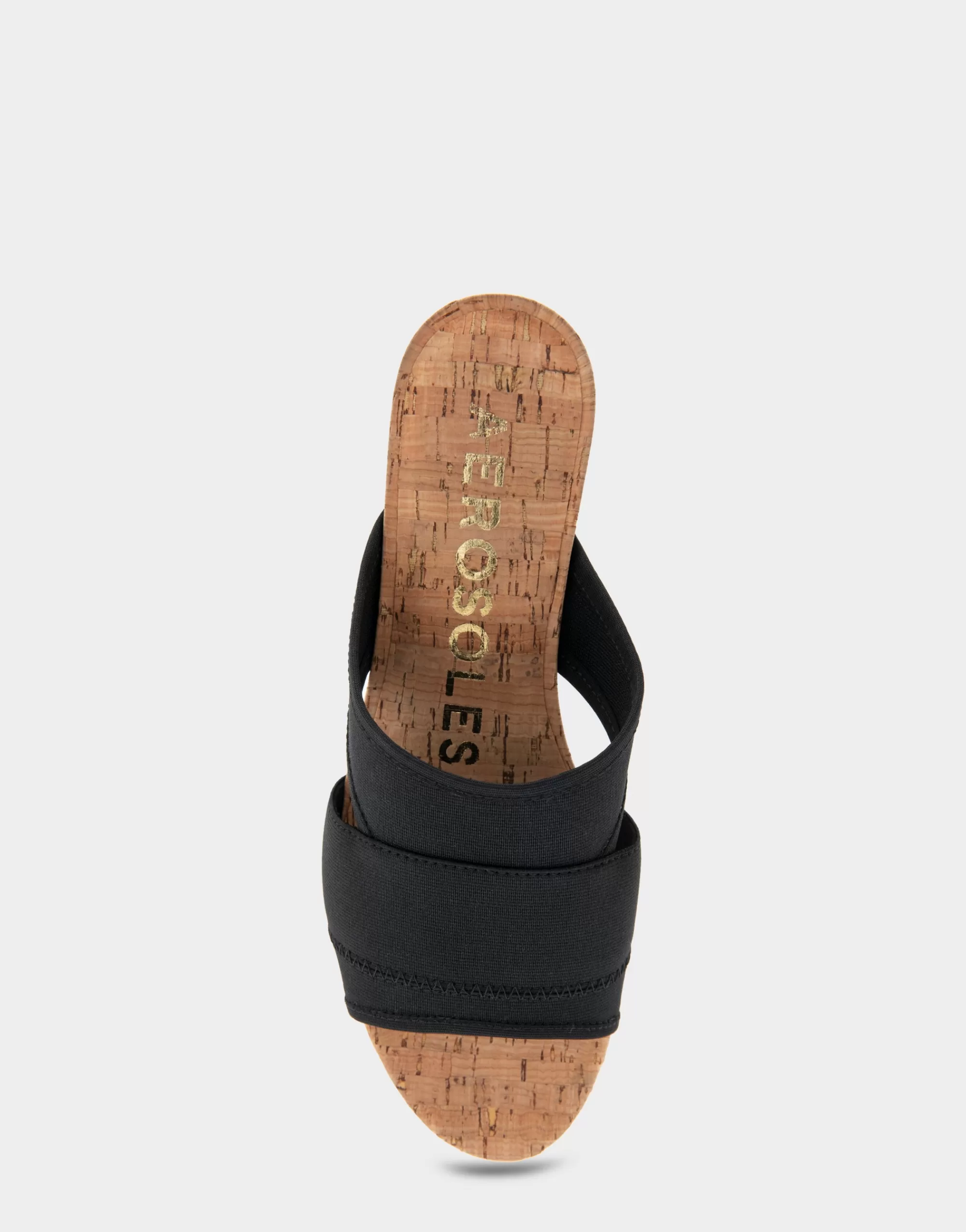 Aerosoles Slides | Platforms*Comfortable Women's Elastic Slide Platform Sandal in Black Elastic Combo Elastic Fabric