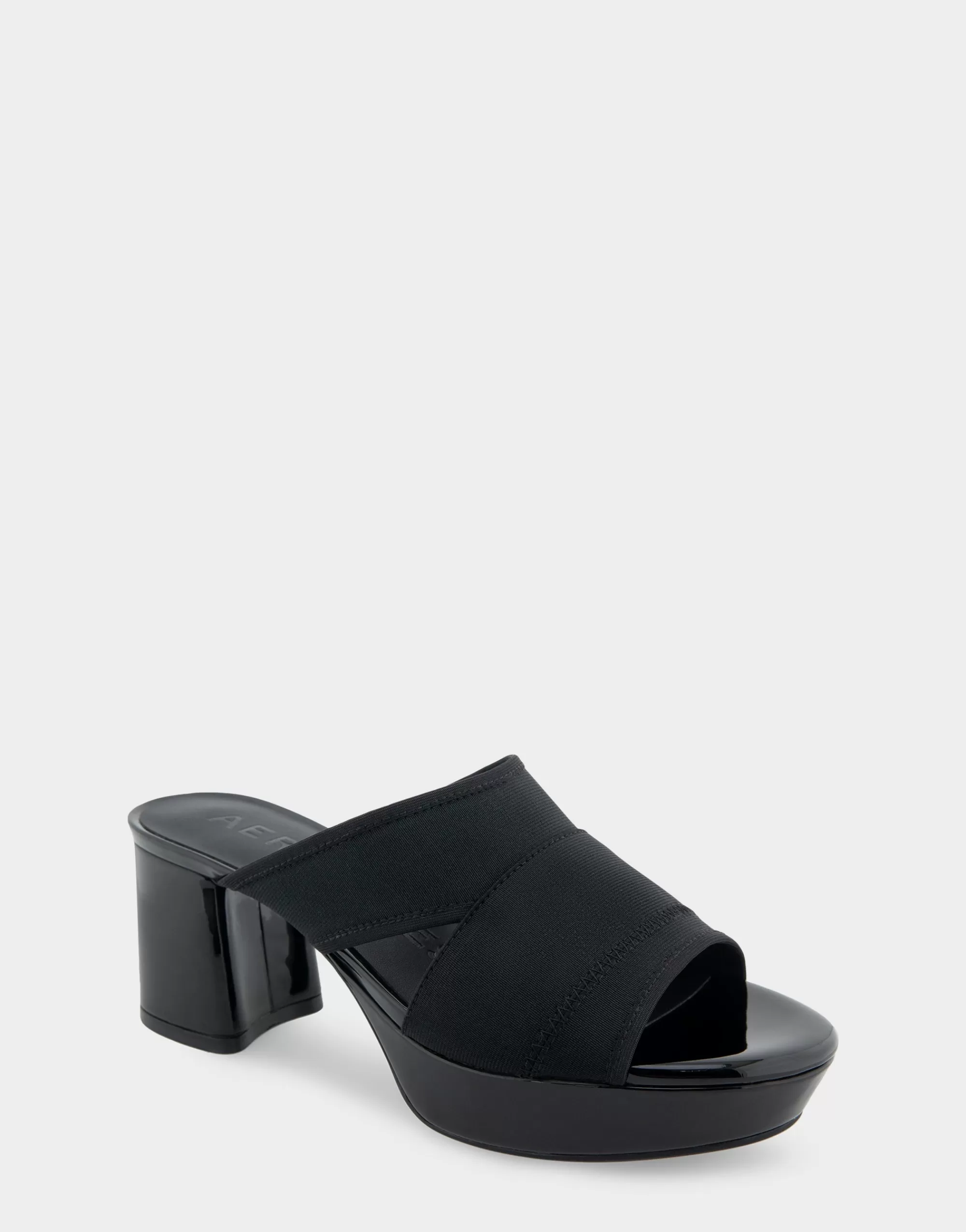 Aerosoles Slides | Platforms*Comfortable Women's Elastic Slide Platform Sandal in Black Elastic Elastic Fabric