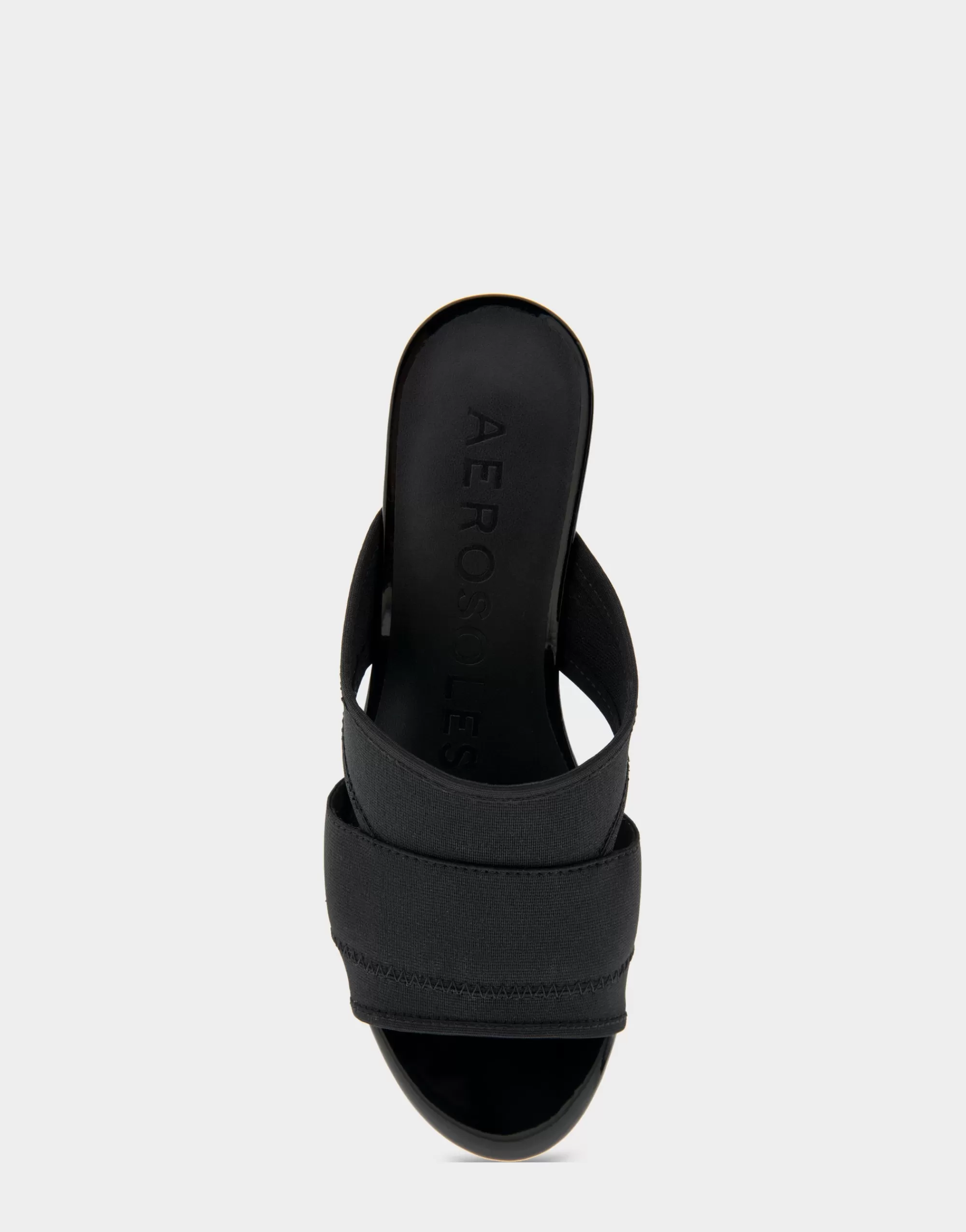 Aerosoles Slides | Platforms*Comfortable Women's Elastic Slide Platform Sandal in Black Elastic Elastic Fabric