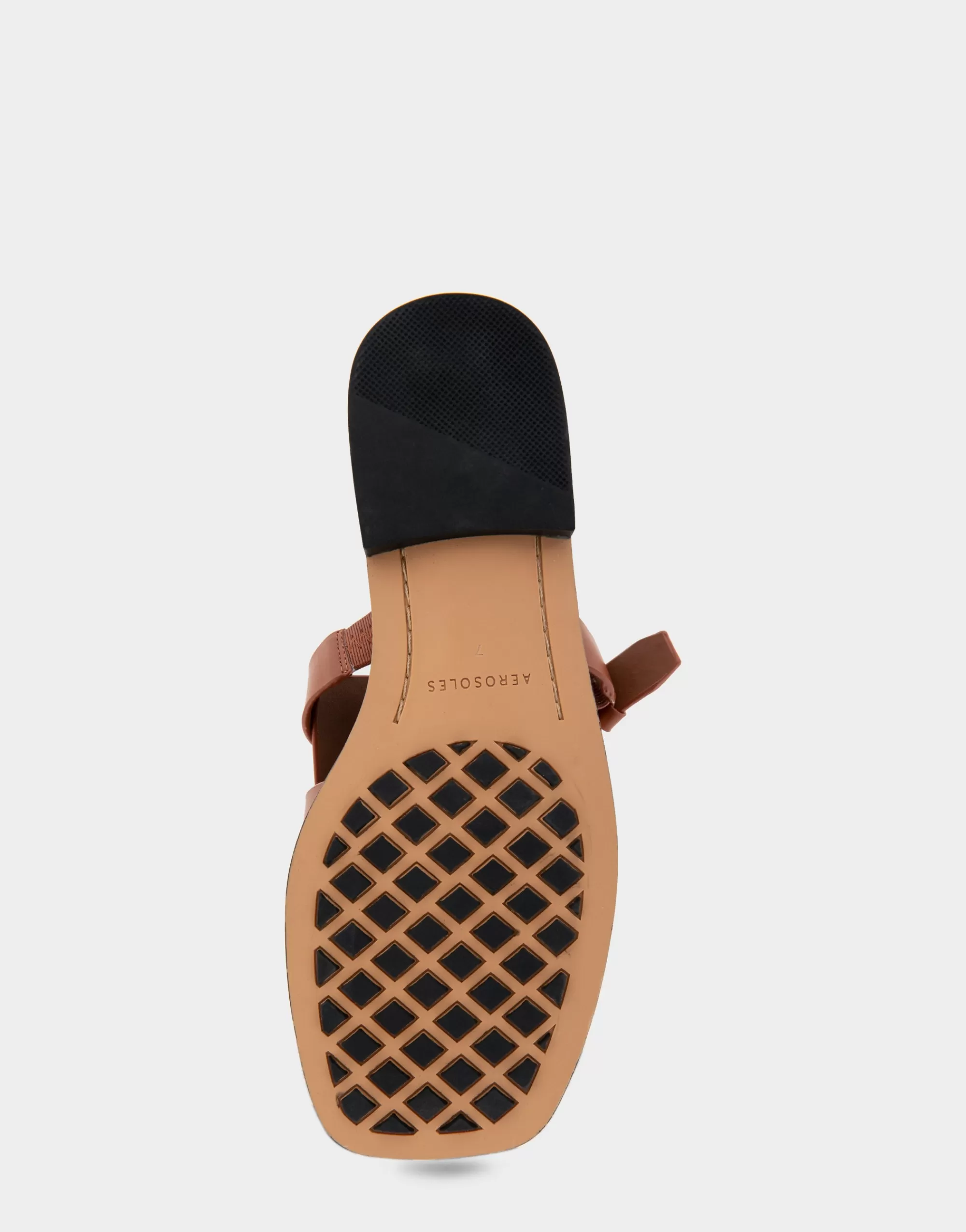 Aerosoles Slides | Flats*Comfortable Women's Fisherman Flat Slide Sandal in Gingerbread Leather