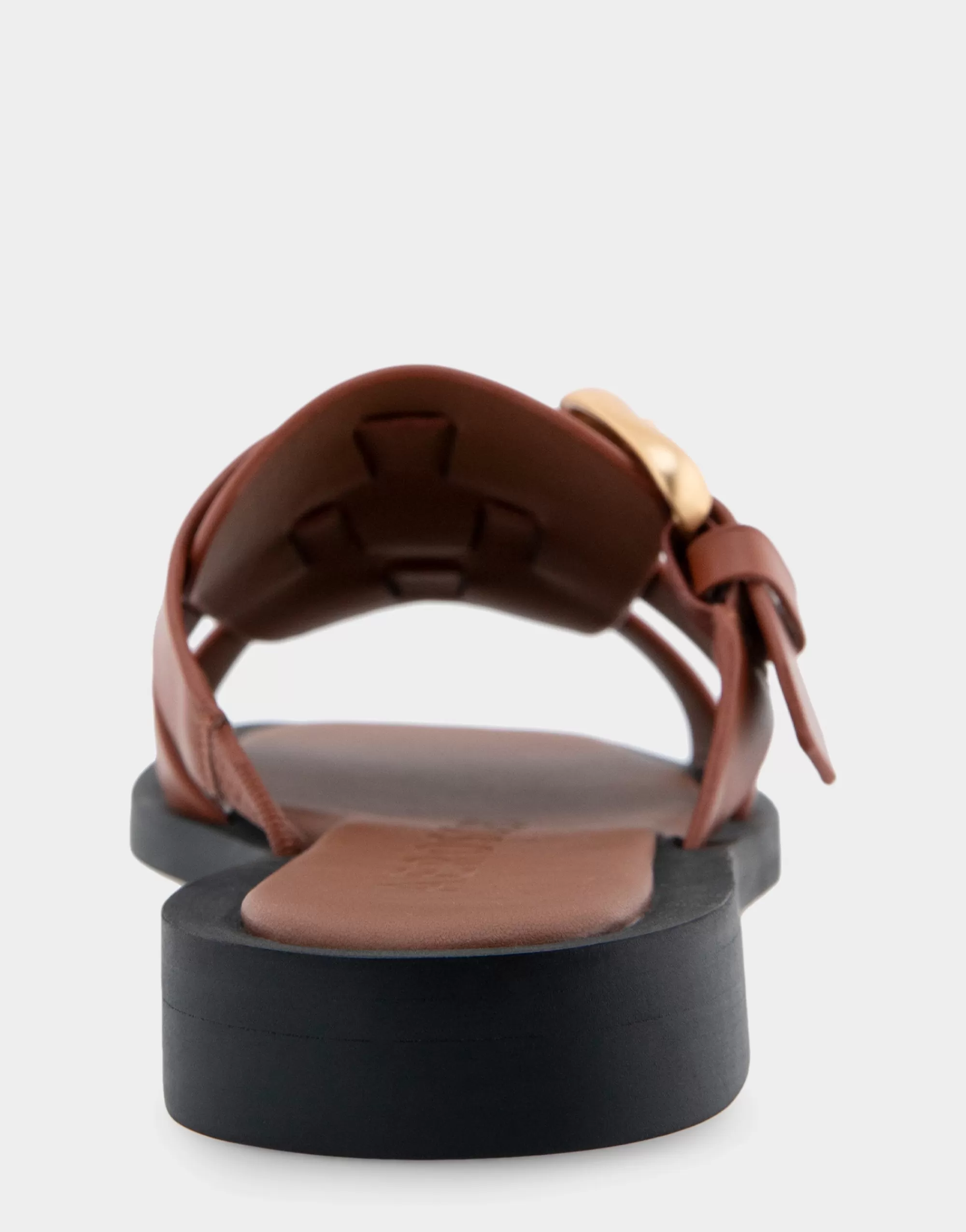 Aerosoles Slides | Flats*Comfortable Women's Fisherman Flat Slide Sandal in Gingerbread Leather