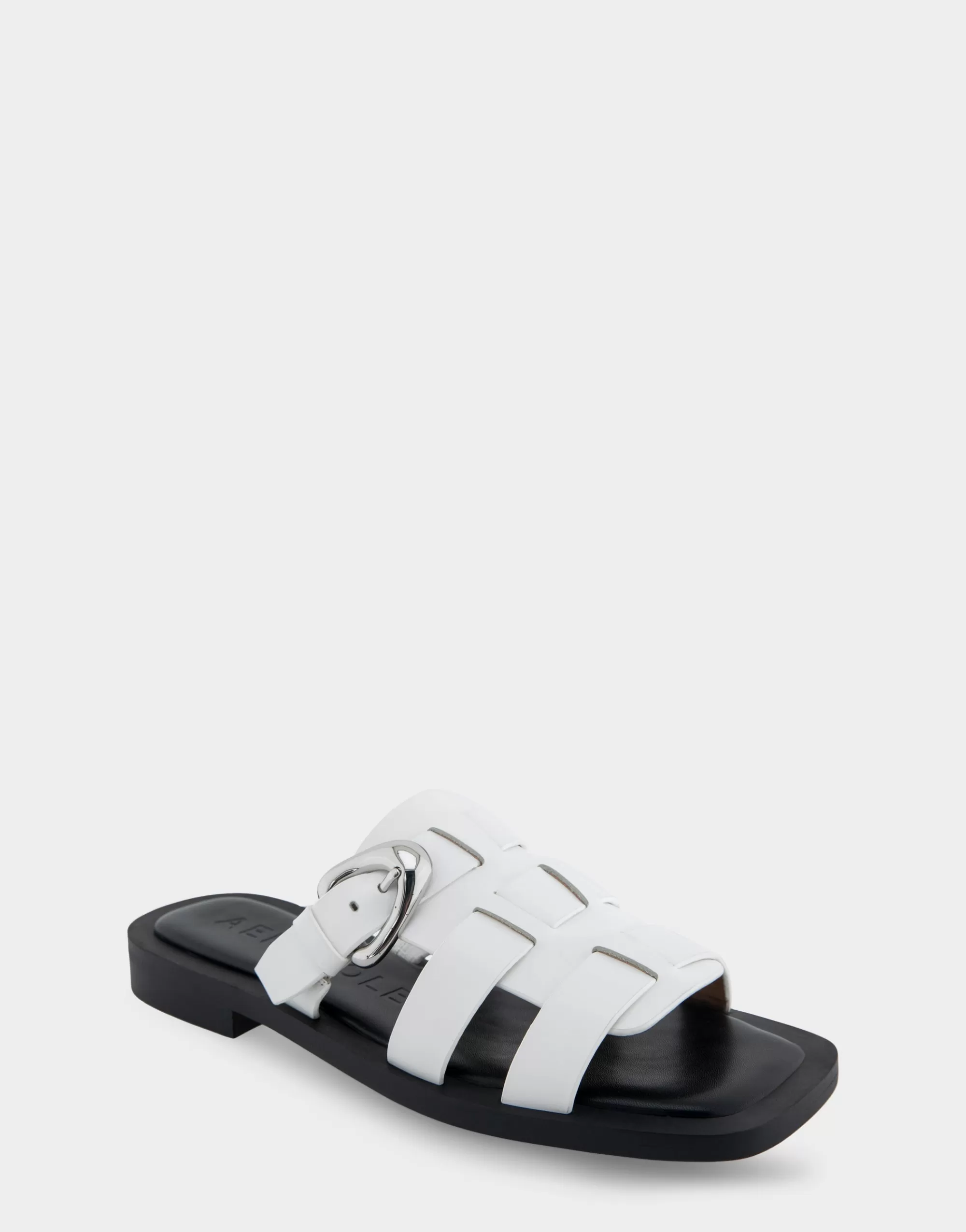 Aerosoles Slides | Flats*Comfortable Women's Fisherman Flat Slide Sandal in White Leather